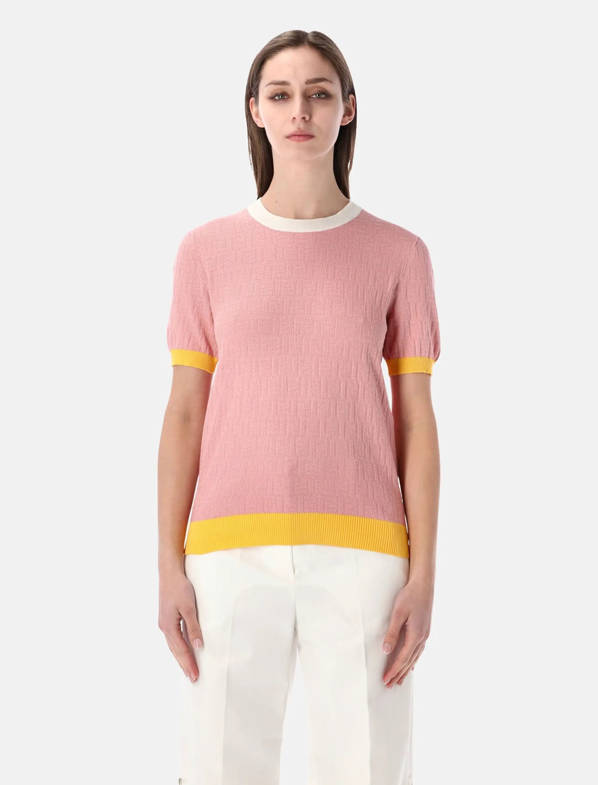 Ff Jacquard Cotton Silk T Shirt Fendi – Гарантія оригінальності – боковий вид