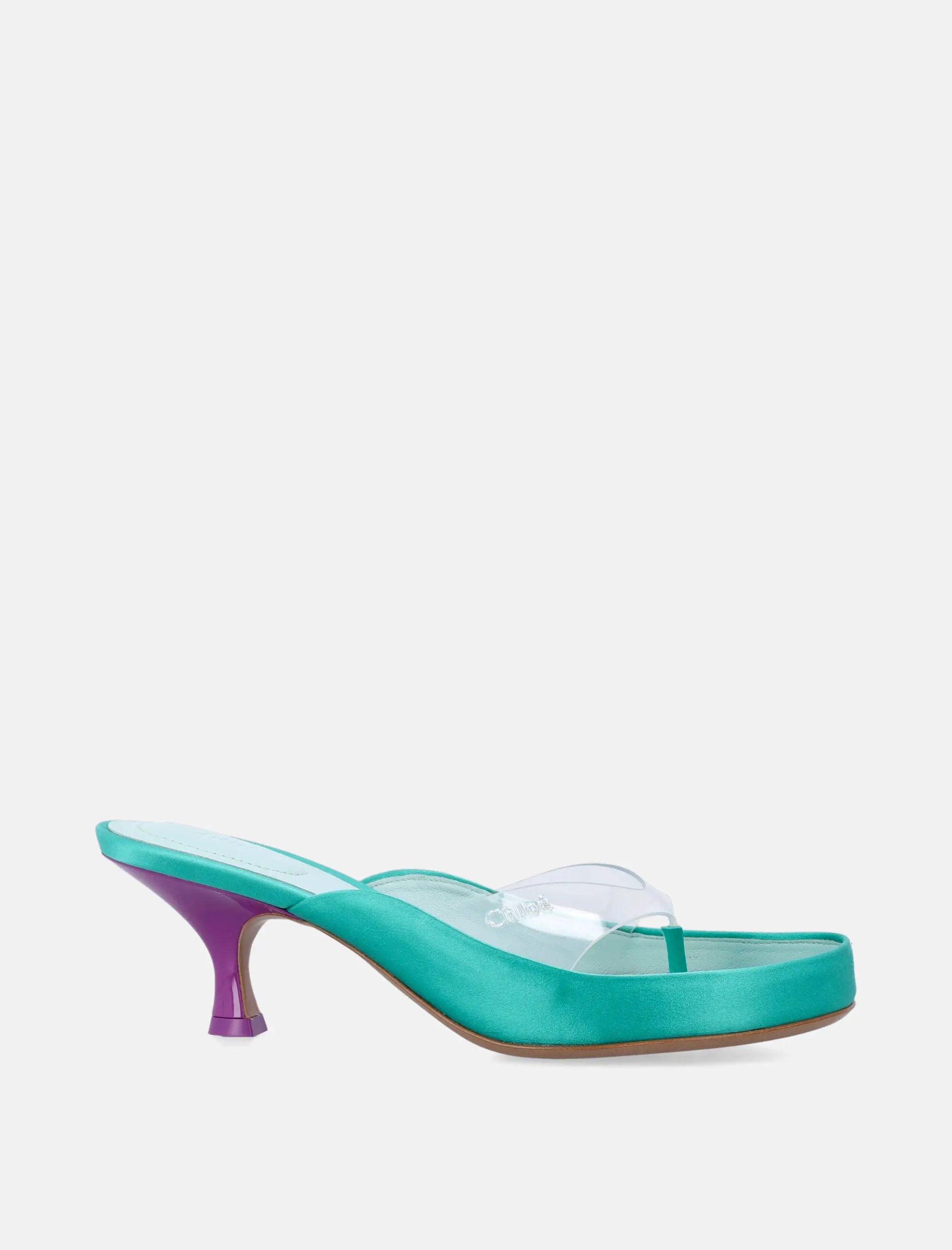 Junie Satin Kitten Heel Sandals Chloe – Гарантія оригінальності – боковий вид