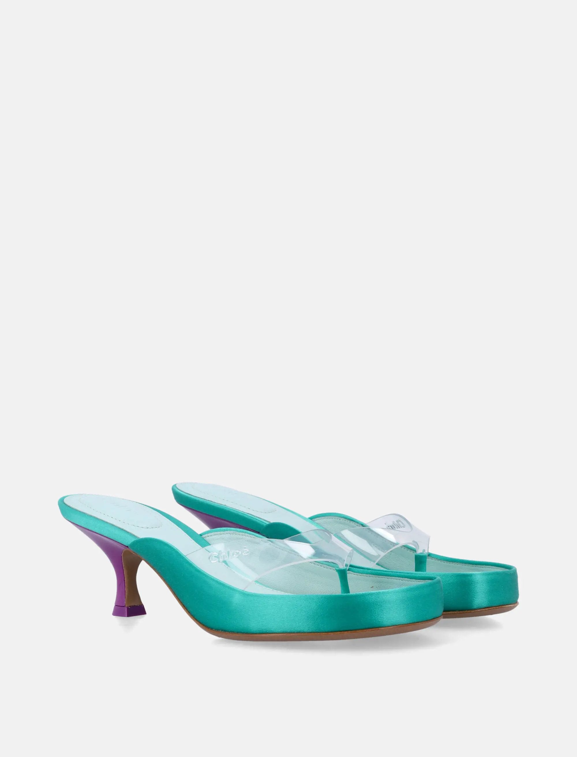 Junie Satin Kitten Heel Sandals Chloe – Гарантія оригінальності – вид ззаду