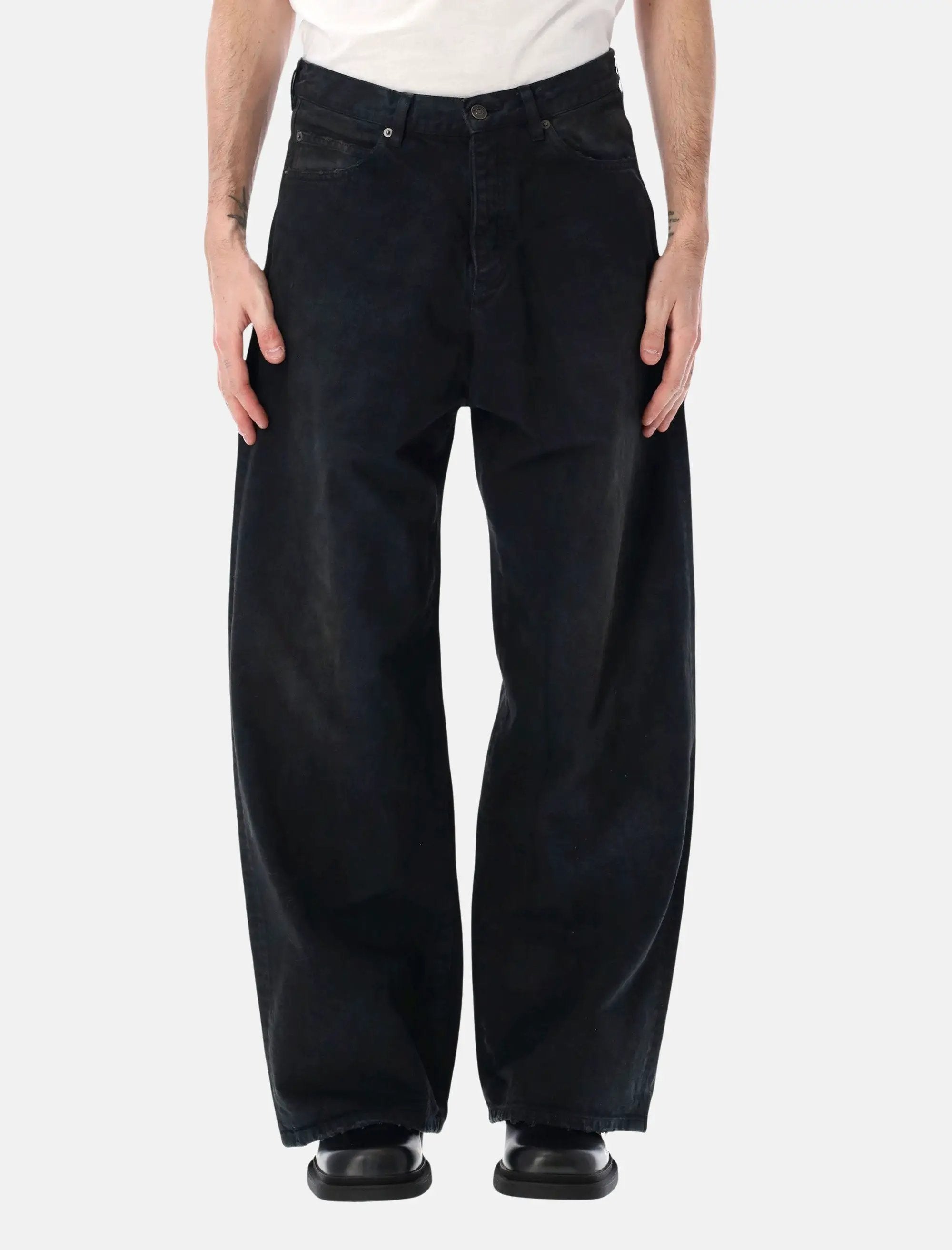 Оригінальна Black Organic Japanese Denim Wide Pants Balenciaga – боковий вид