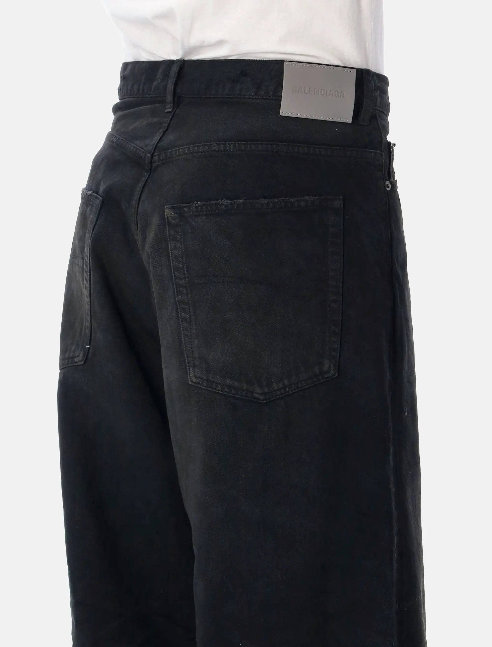 Оригінальна Black Organic Japanese Denim Wide Pants Balenciaga – детальний вид