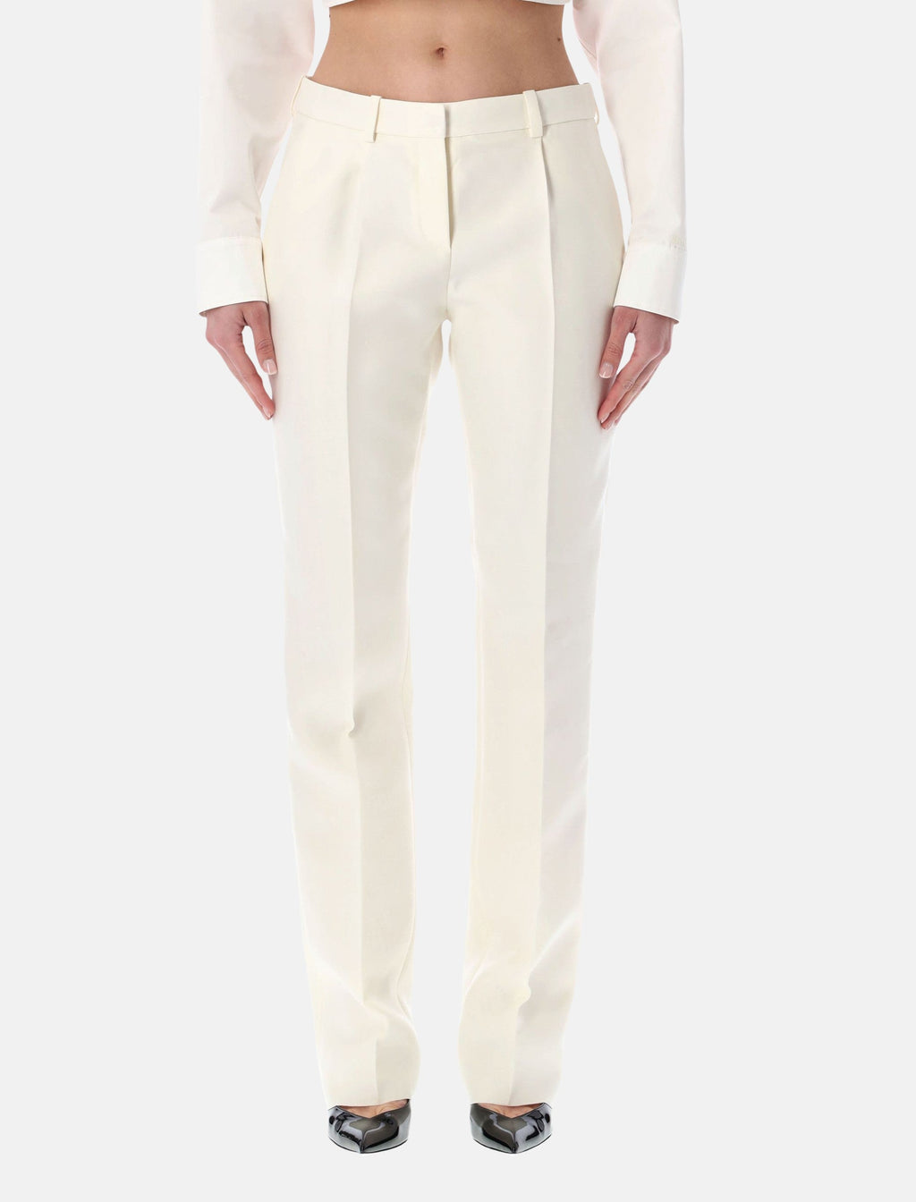 Оригінальна Ivory Slim Tailored Trousers Balenciaga – боковий вид
