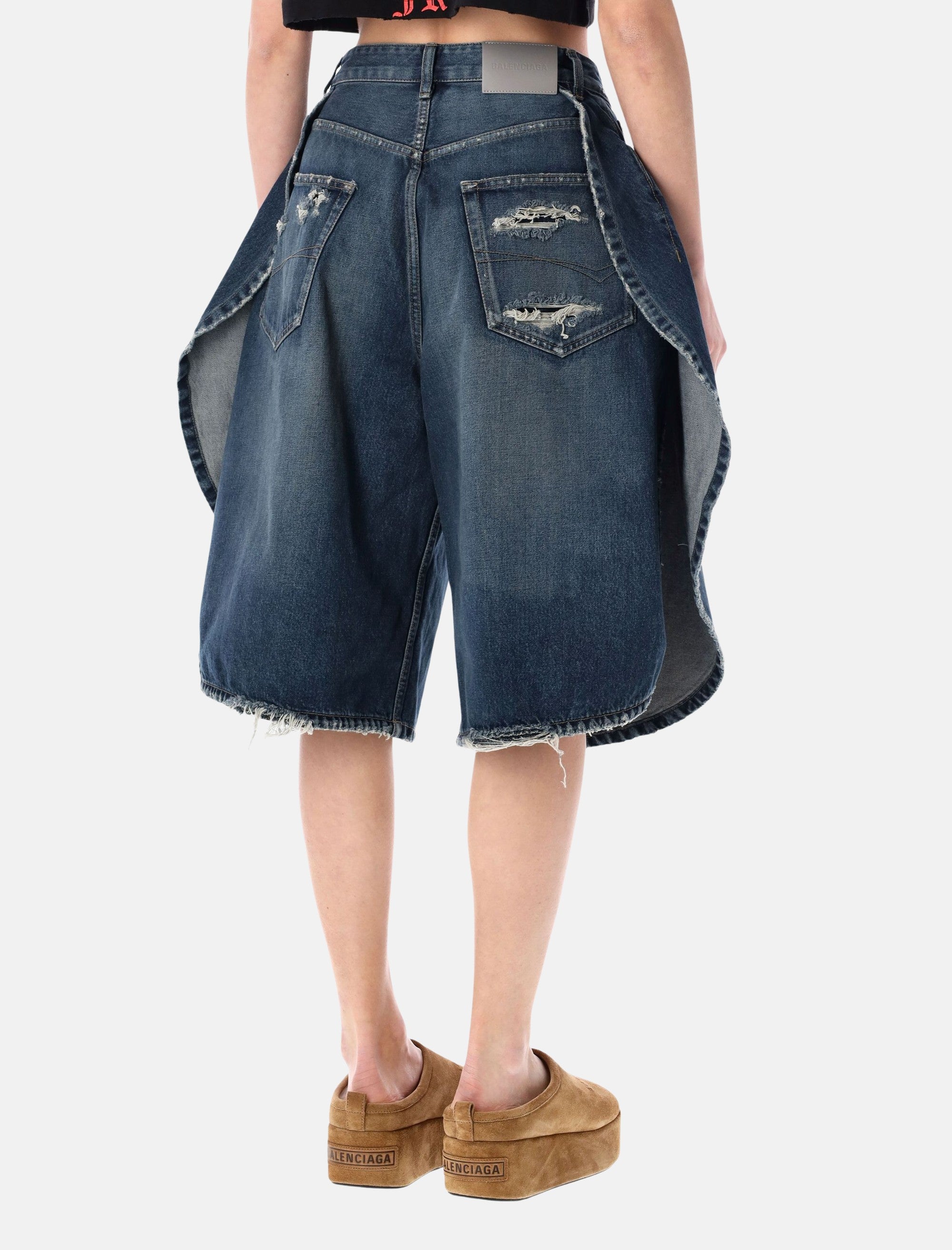 Оригінальна Dark Denim Tulip Bermuda Balenciaga – вид ззаду