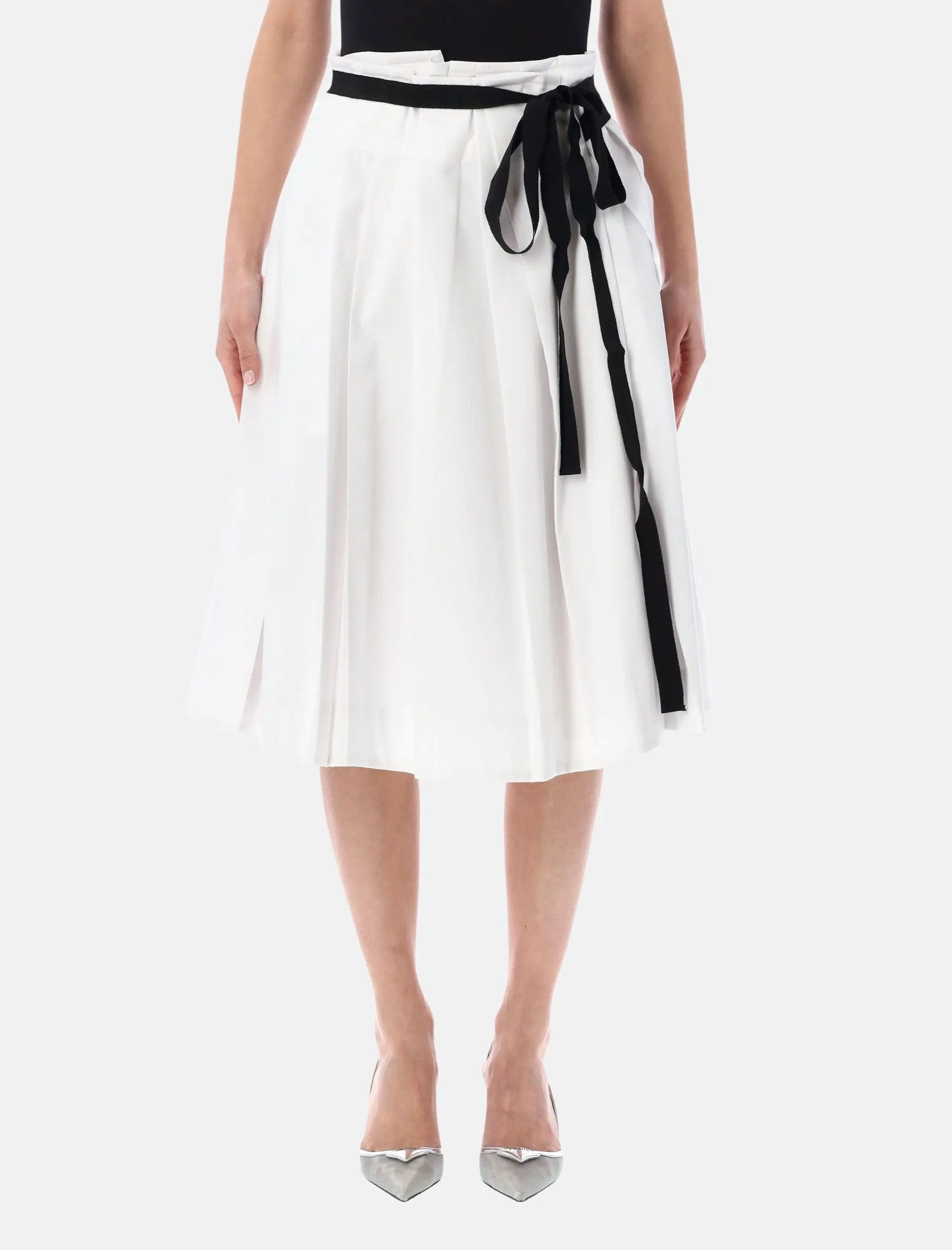 Belted Gabardine Pleated Skirt Prada – Гарантія оригінальності – боковий вид