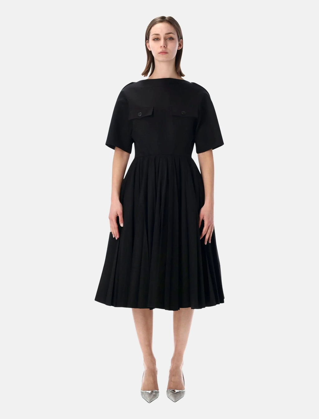 Gabardine Fit And Flare Dress Prada – Гарантія оригінальності – боковий вид