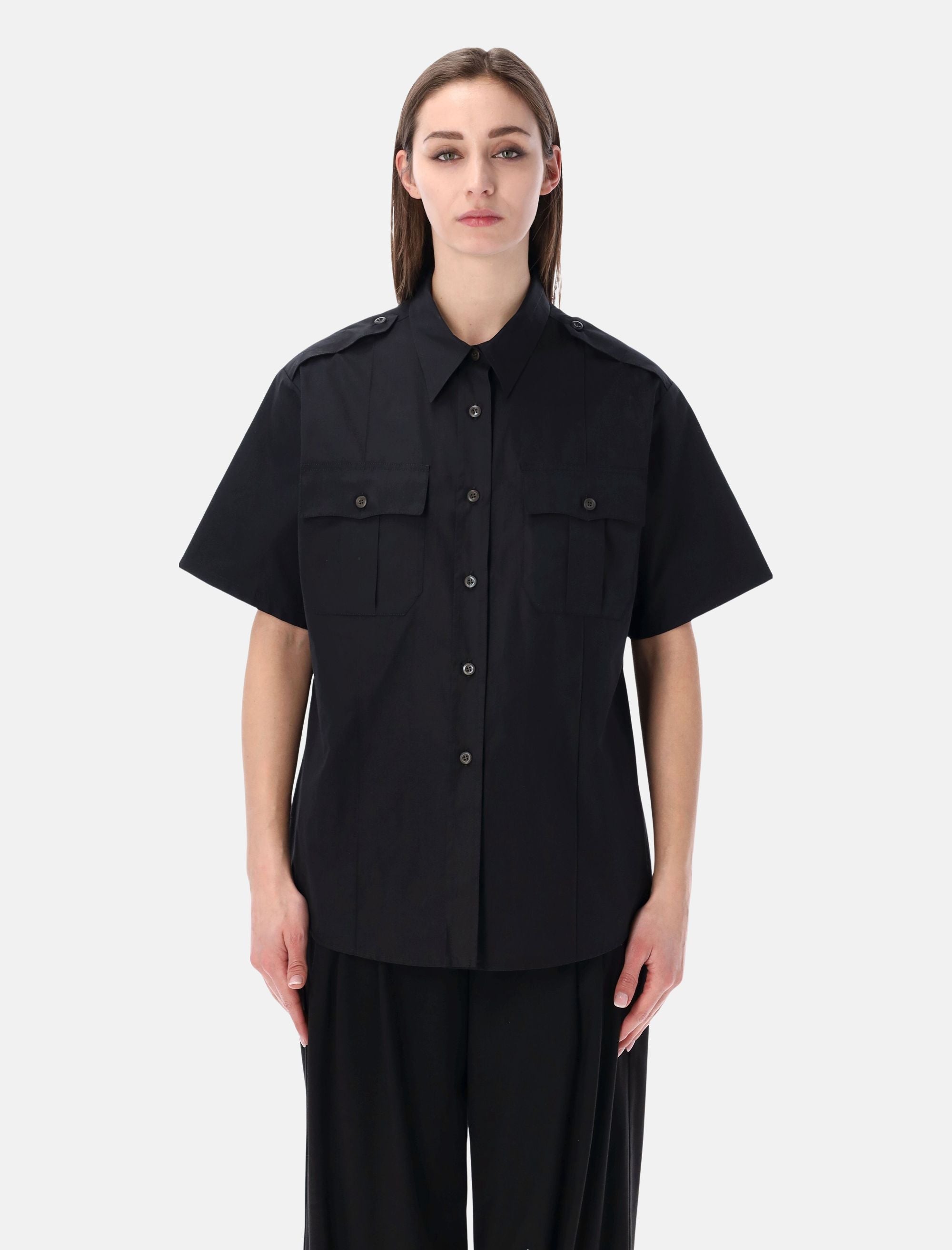 Short Sleeved Cotton Poplin Shirt Prada оригінал – Купити в Україні – боковий вид