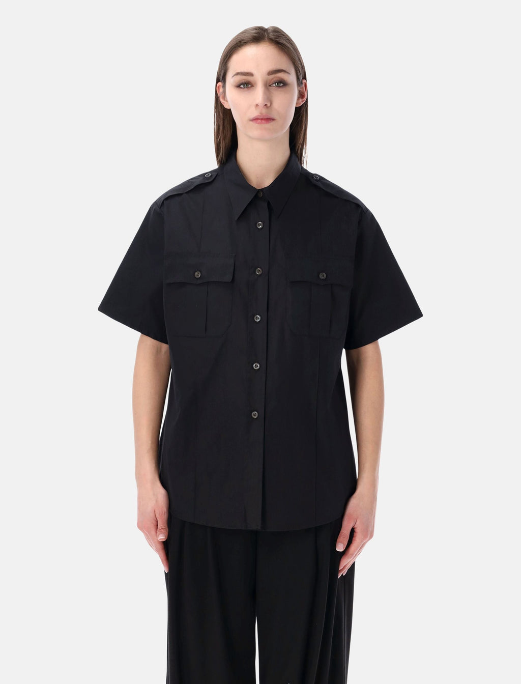 Short Sleeved Cotton Poplin Shirt Prada оригінал – Купити в Україні – боковий вид