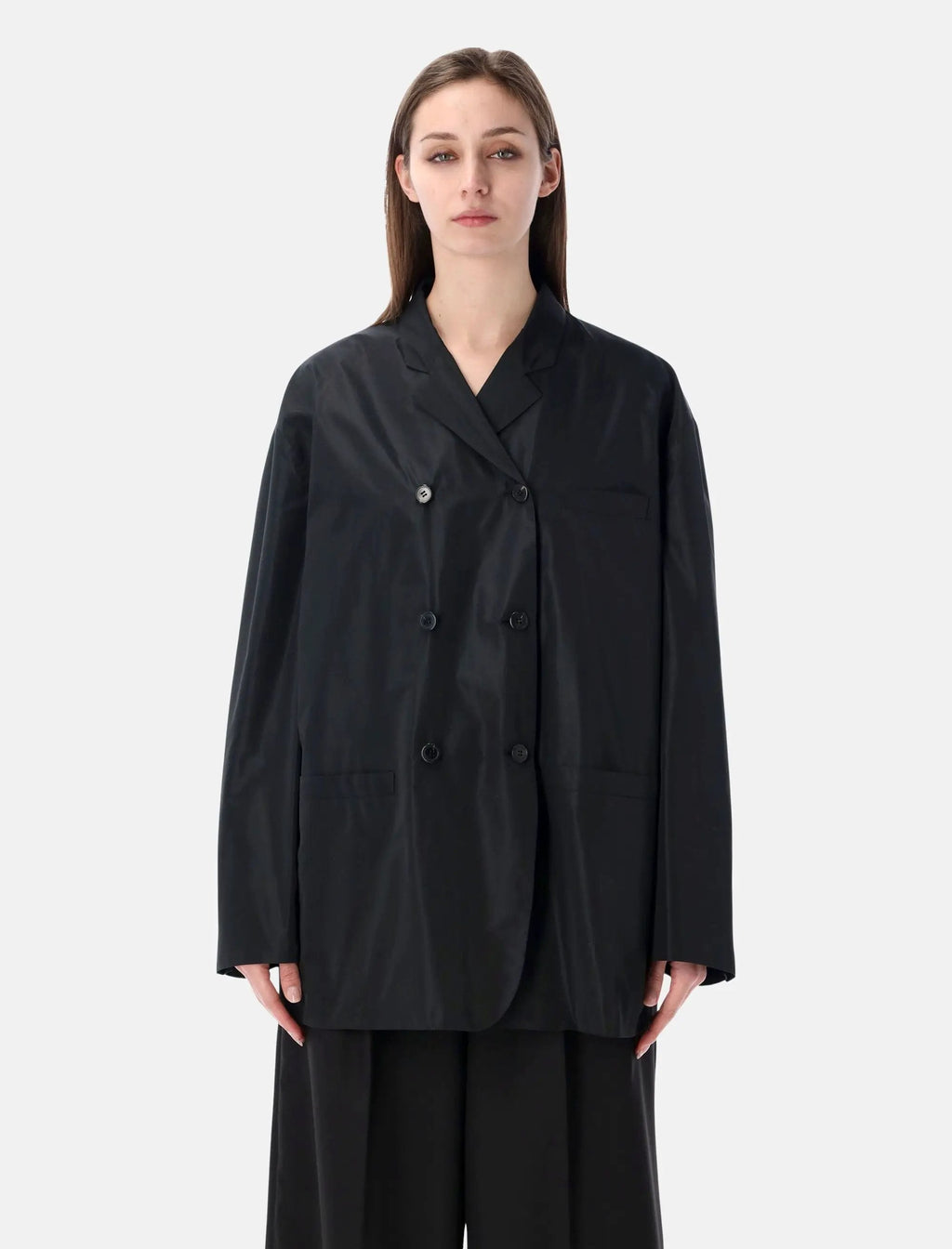 Double Breasted Technical Taffeta Jacket Prada – Гарантія оригінальності – боковий вид