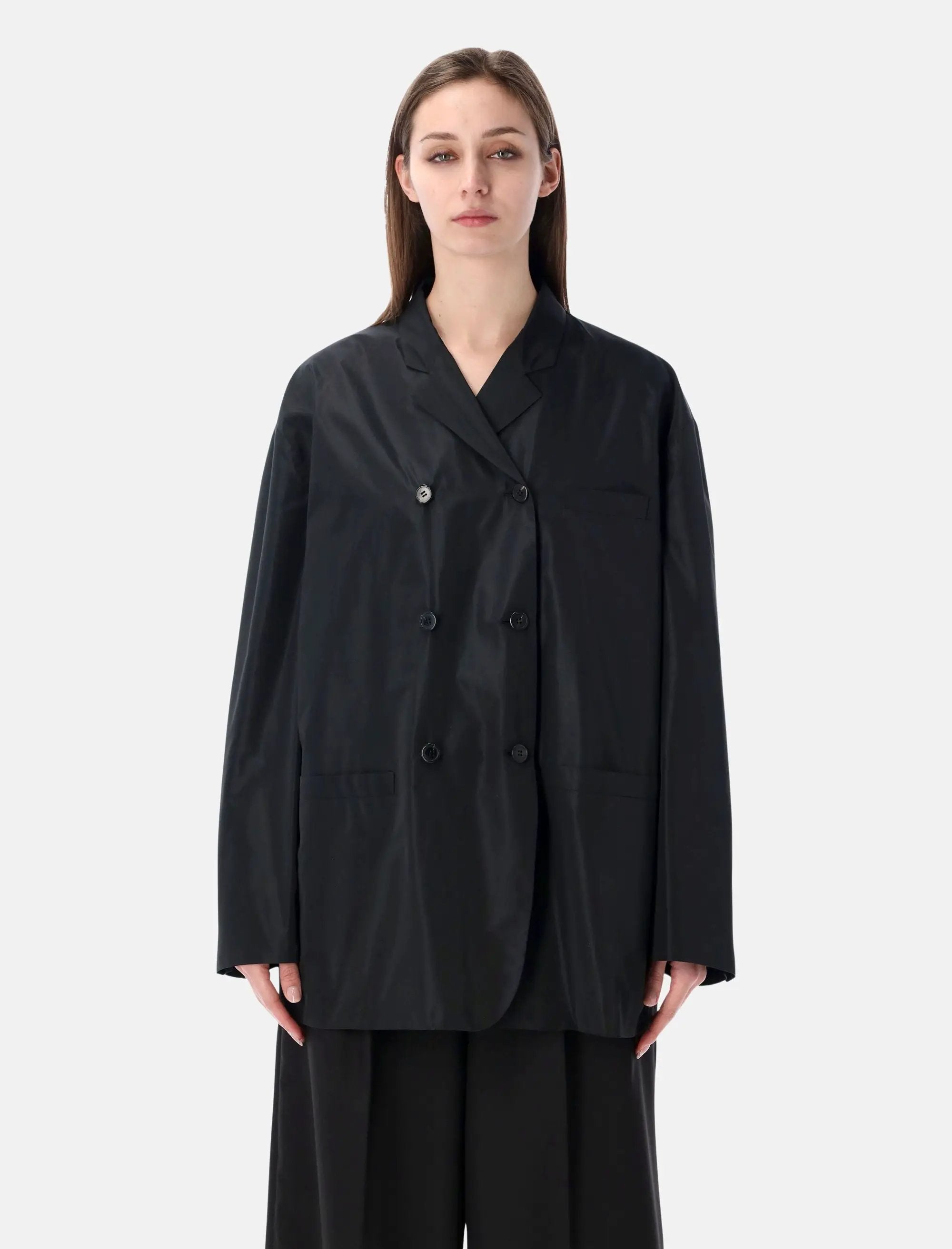 Double Breasted Technical Taffeta Jacket Prada – Гарантія оригінальності – боковий вид