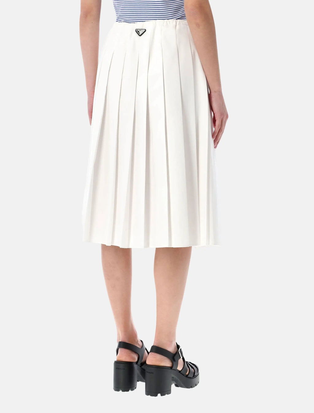 White Pleated MIDI Skirt Prada – Гарантія оригінальності – вид ззаду