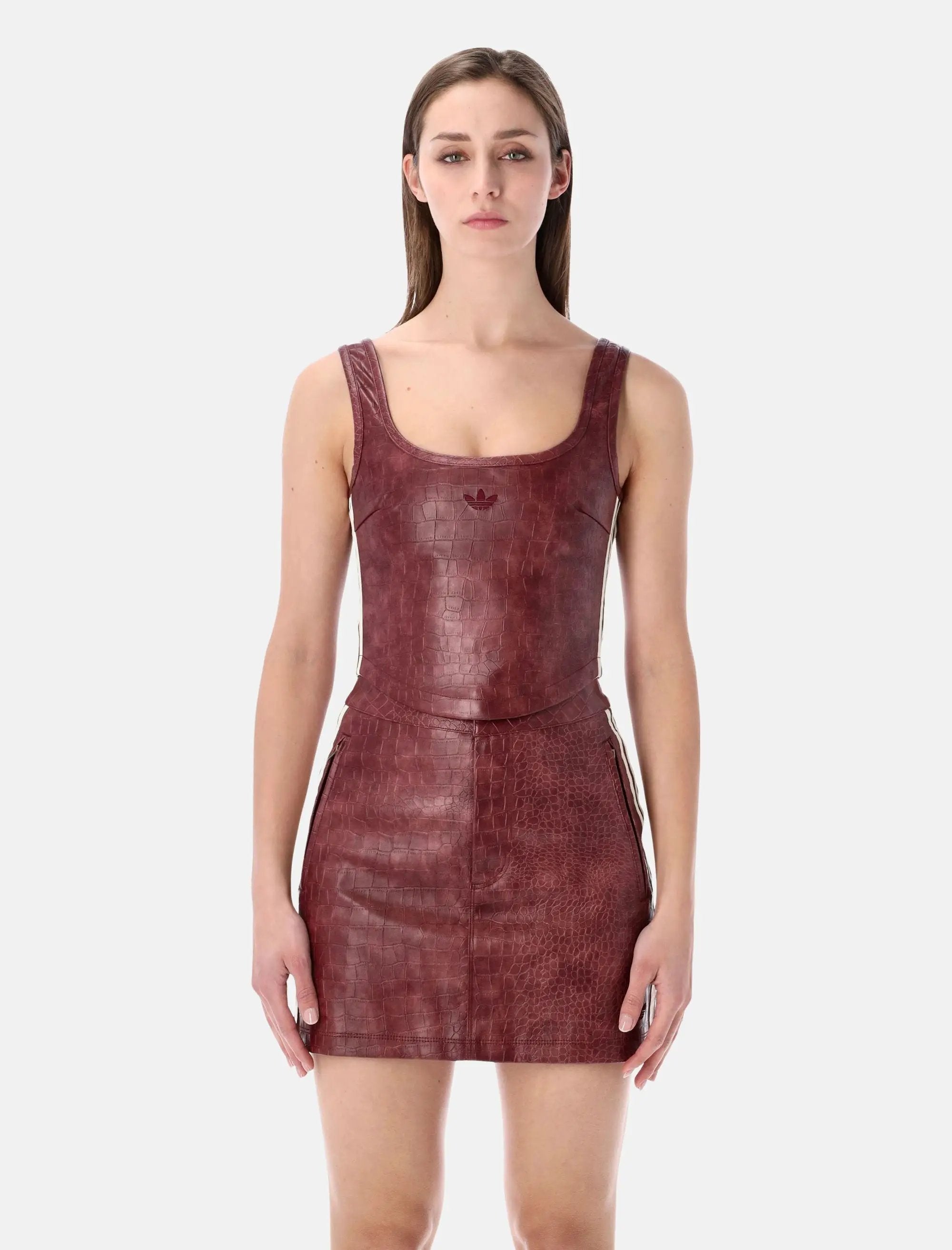 Fitted Burgundy Faux Leather Corset Adidas – Гарантія оригінальності – боковий вид - ADIDAS