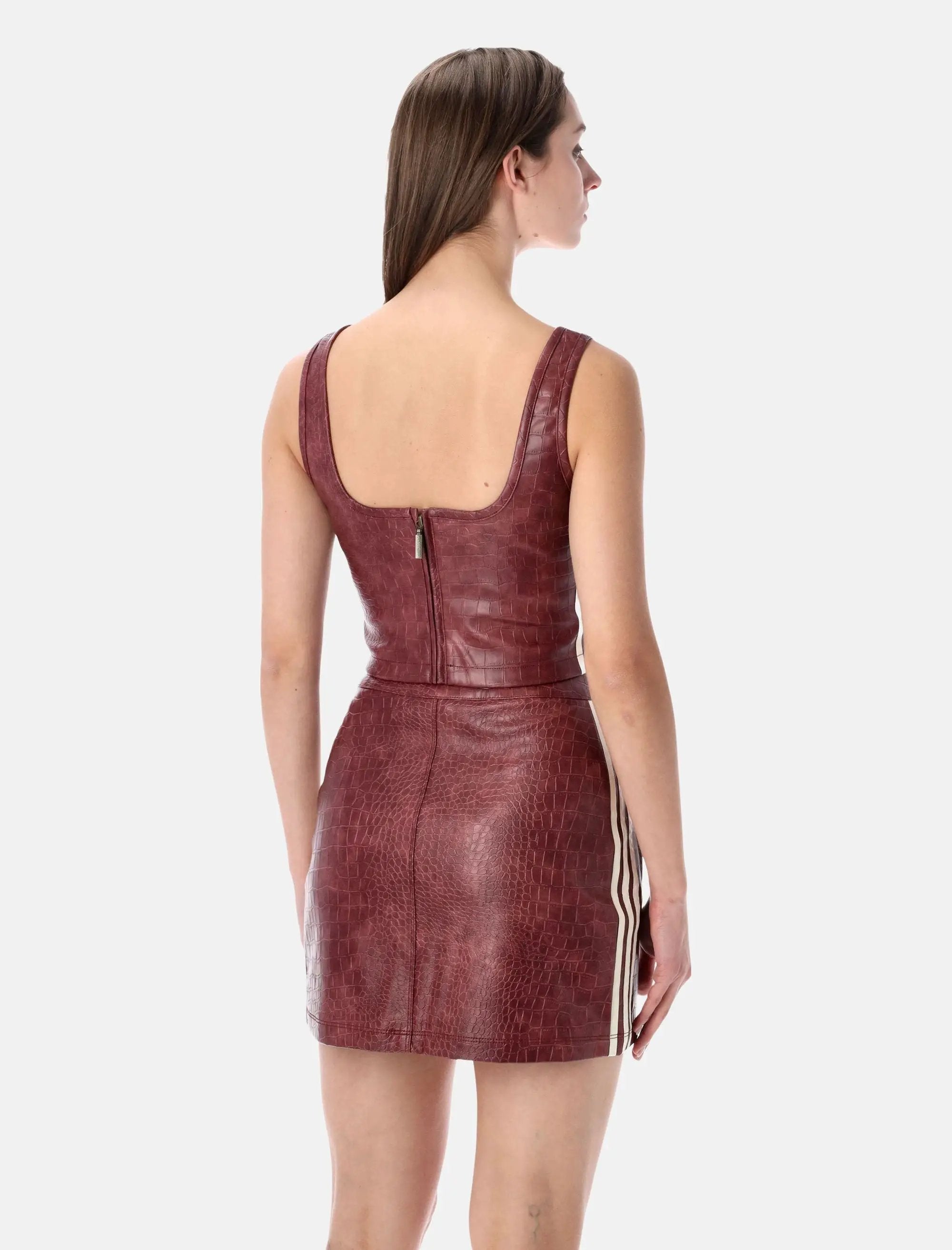 Fitted Burgundy Faux Leather Corset Adidas – Гарантія оригінальності – вид ззаду - ADIDAS