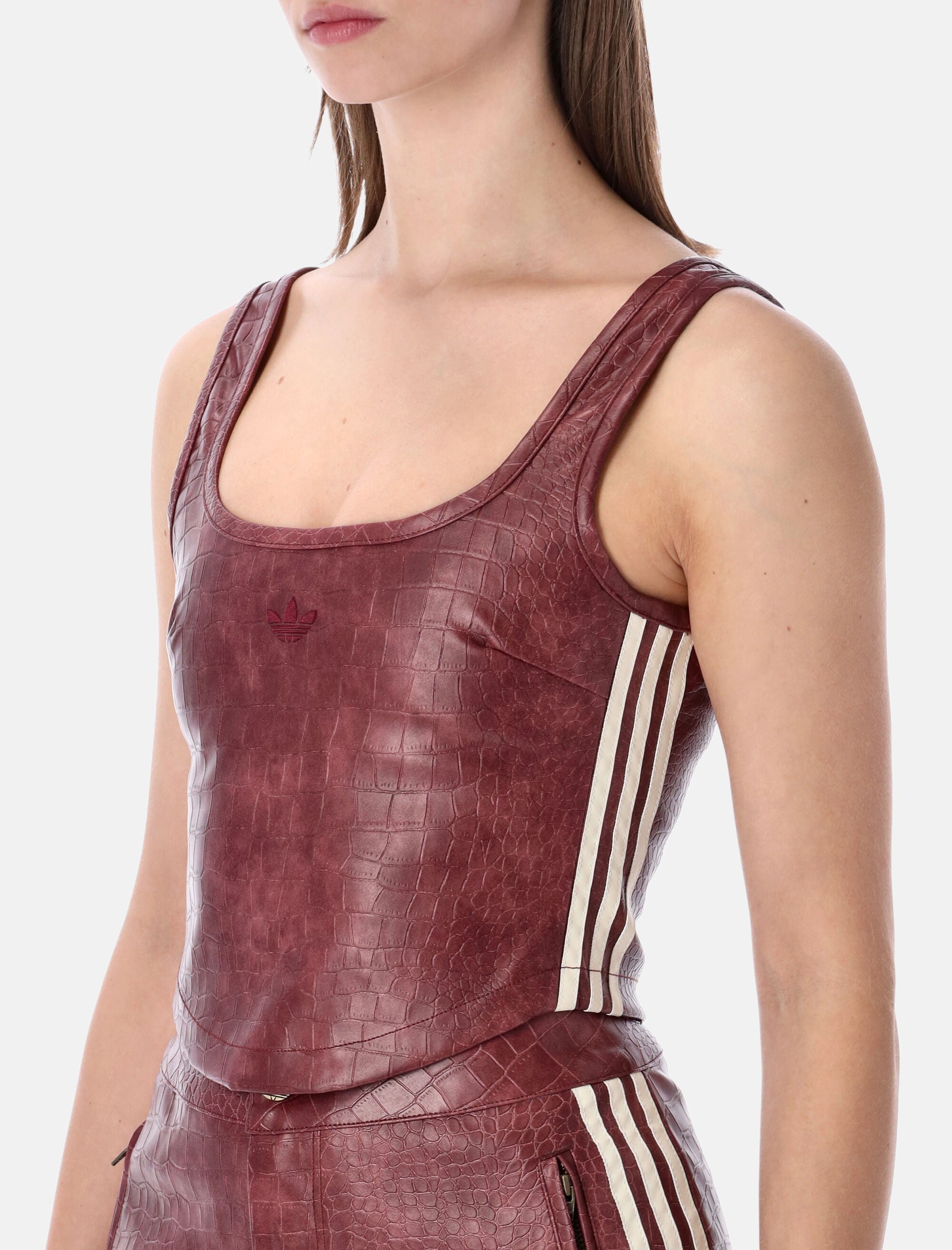 Fitted Burgundy Faux Leather Corset Adidas – Гарантія оригінальності – вид ззаду - ADIDAS