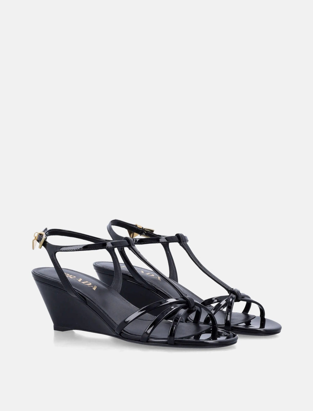 Patent Leather Wedge Sandals Prada оригінал – Купити в Україні – вид ззаду