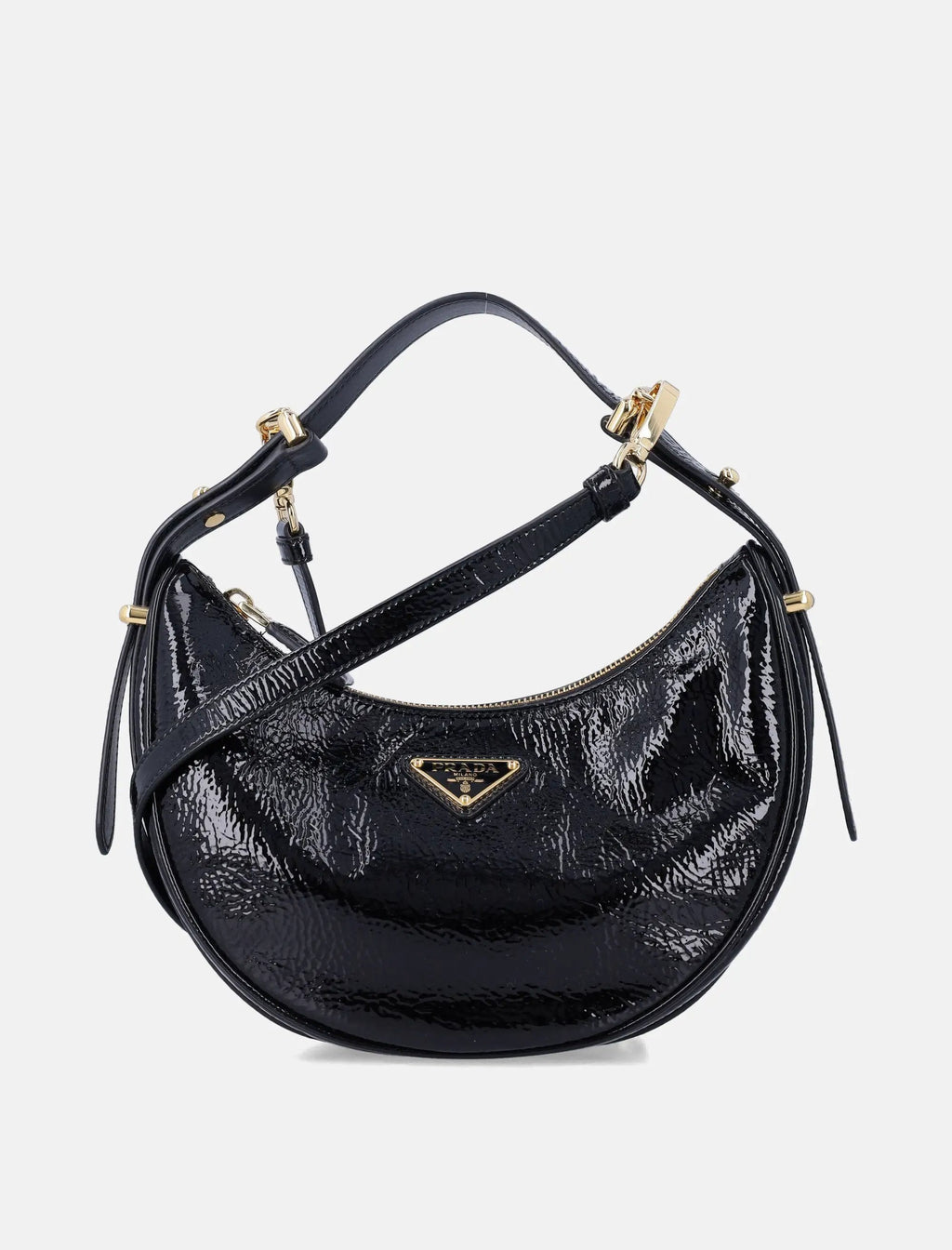 Bag Arqué Enameled Triangle Logo Detachable Straps Shine Prada оригінал – Купити в Україні – боковий вид