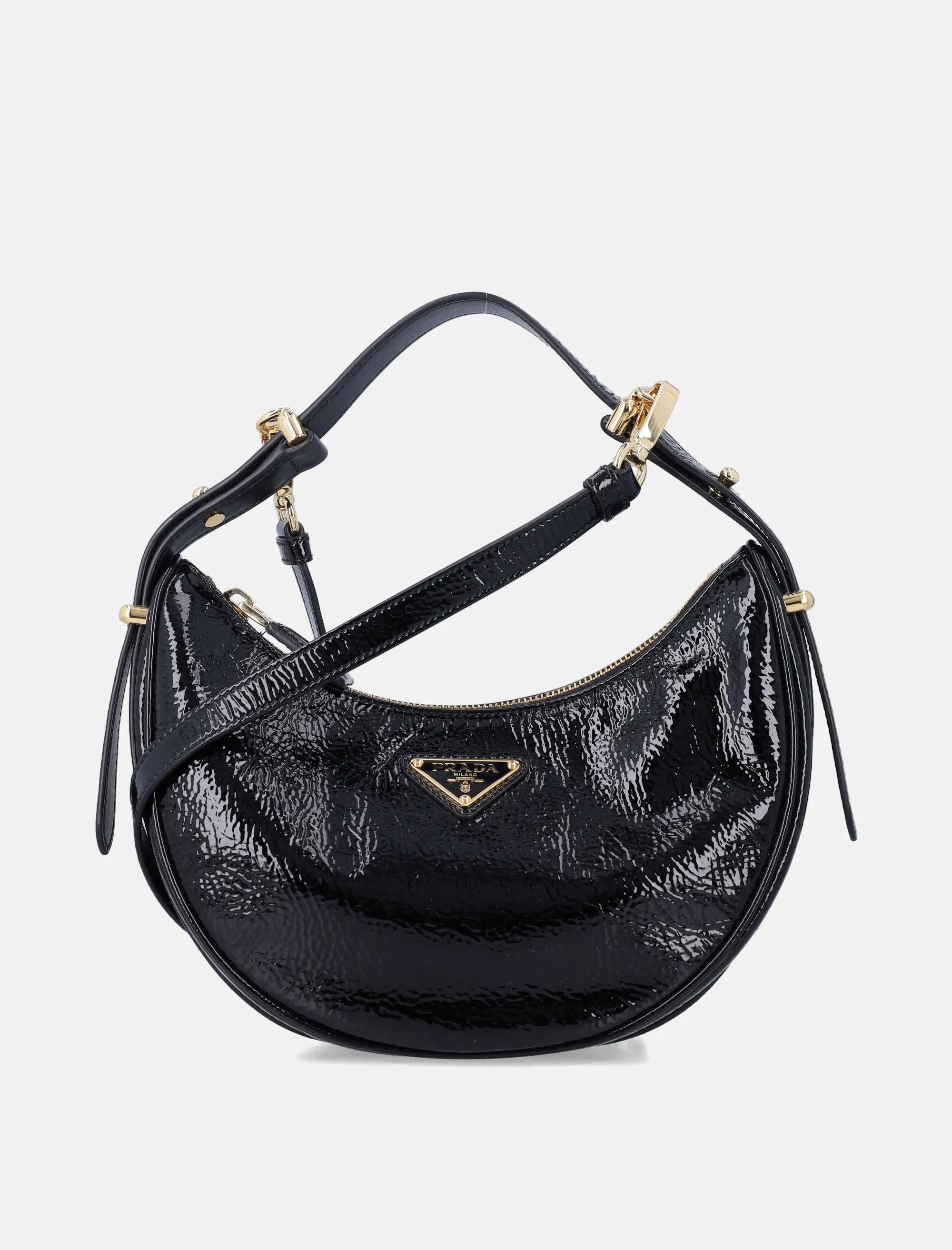 Bag Arqué Enameled Triangle Logo Detachable Straps Shine Prada оригінал – Купити в Україні – боковий вид