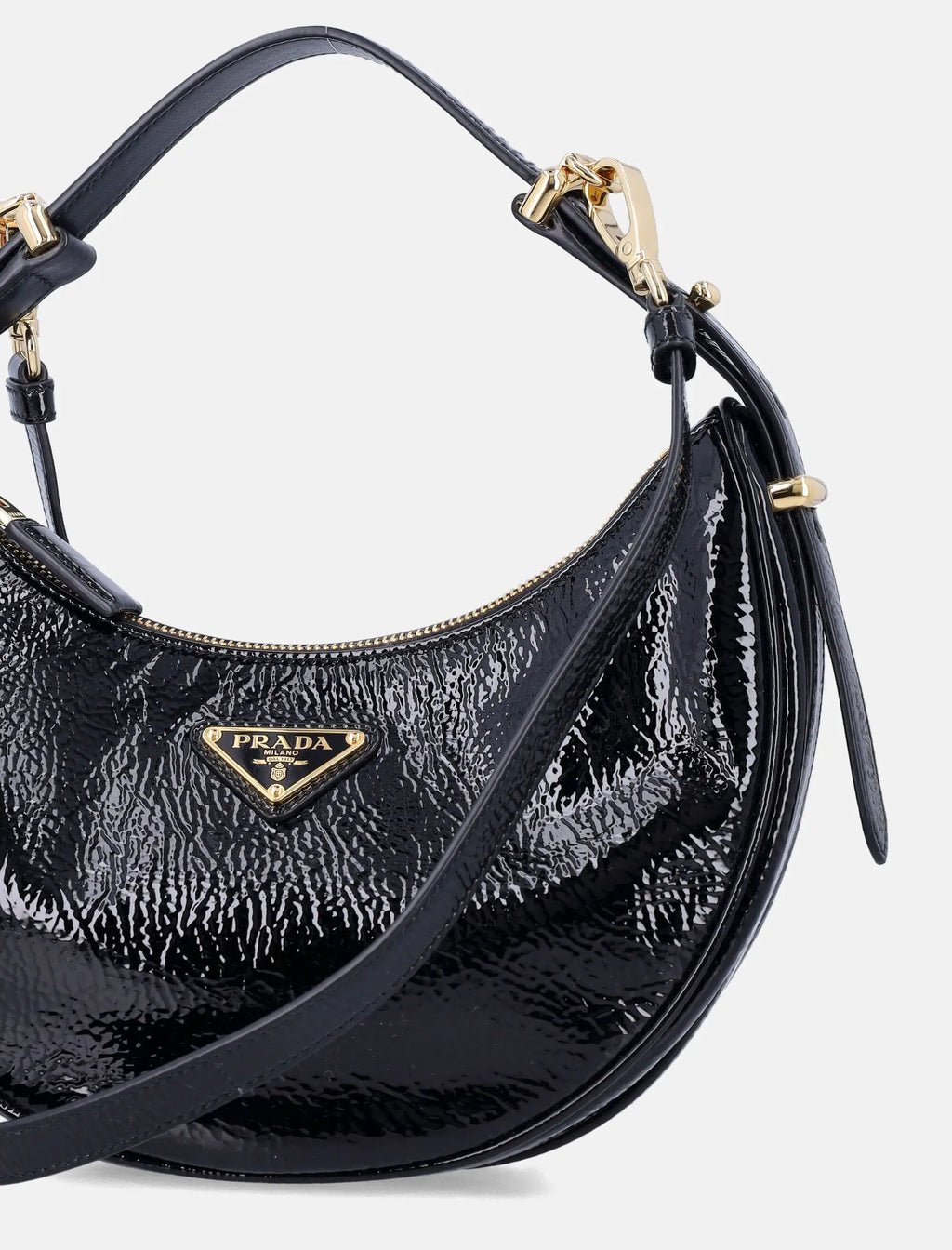 Bag Arqué Enameled Triangle Logo Detachable Straps Shine Prada оригінал – Купити в Україні – вид ззаду