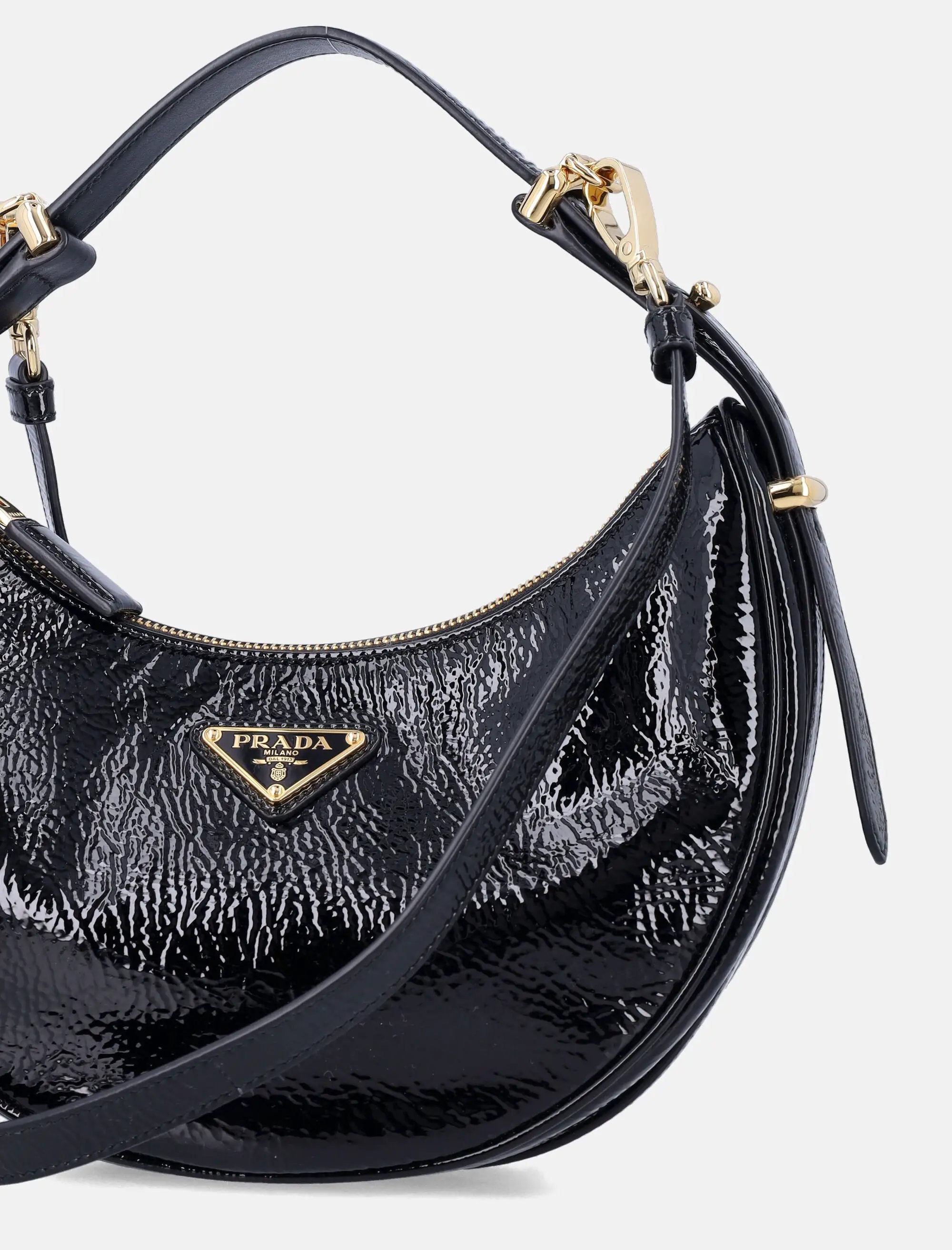 Bag Arqué Enameled Triangle Logo Detachable Straps Shine Prada оригінал – Купити в Україні – вид ззаду