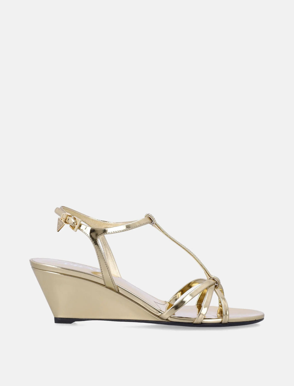 Metallic Leather Wedge Sandals Prada оригінал – Купити в Україні – боковий вид
