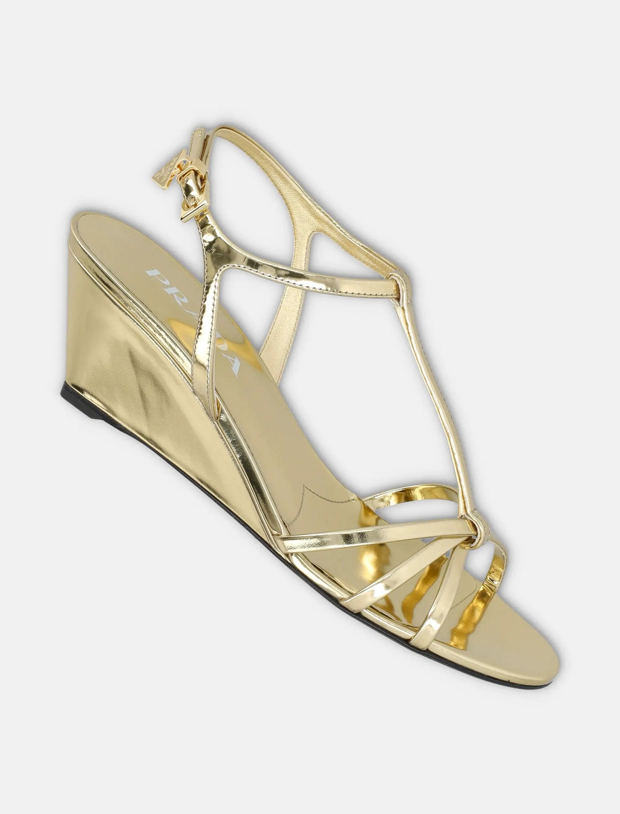 Metallic Leather Wedge Sandals Prada оригінал – Купити в Україні – детальний вид