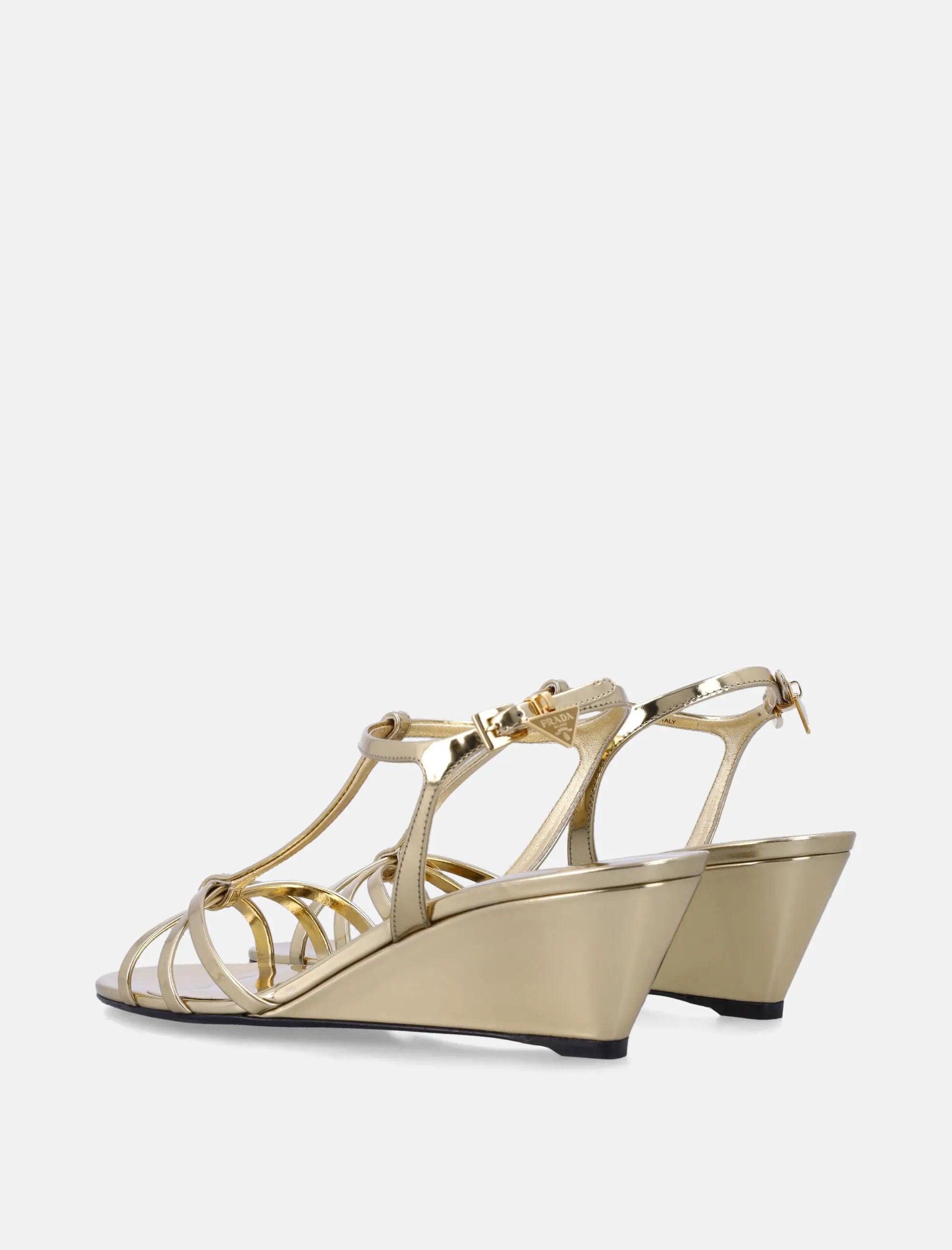 Metallic Leather Wedge Sandals Prada оригінал – Купити в Україні – збільшений вид