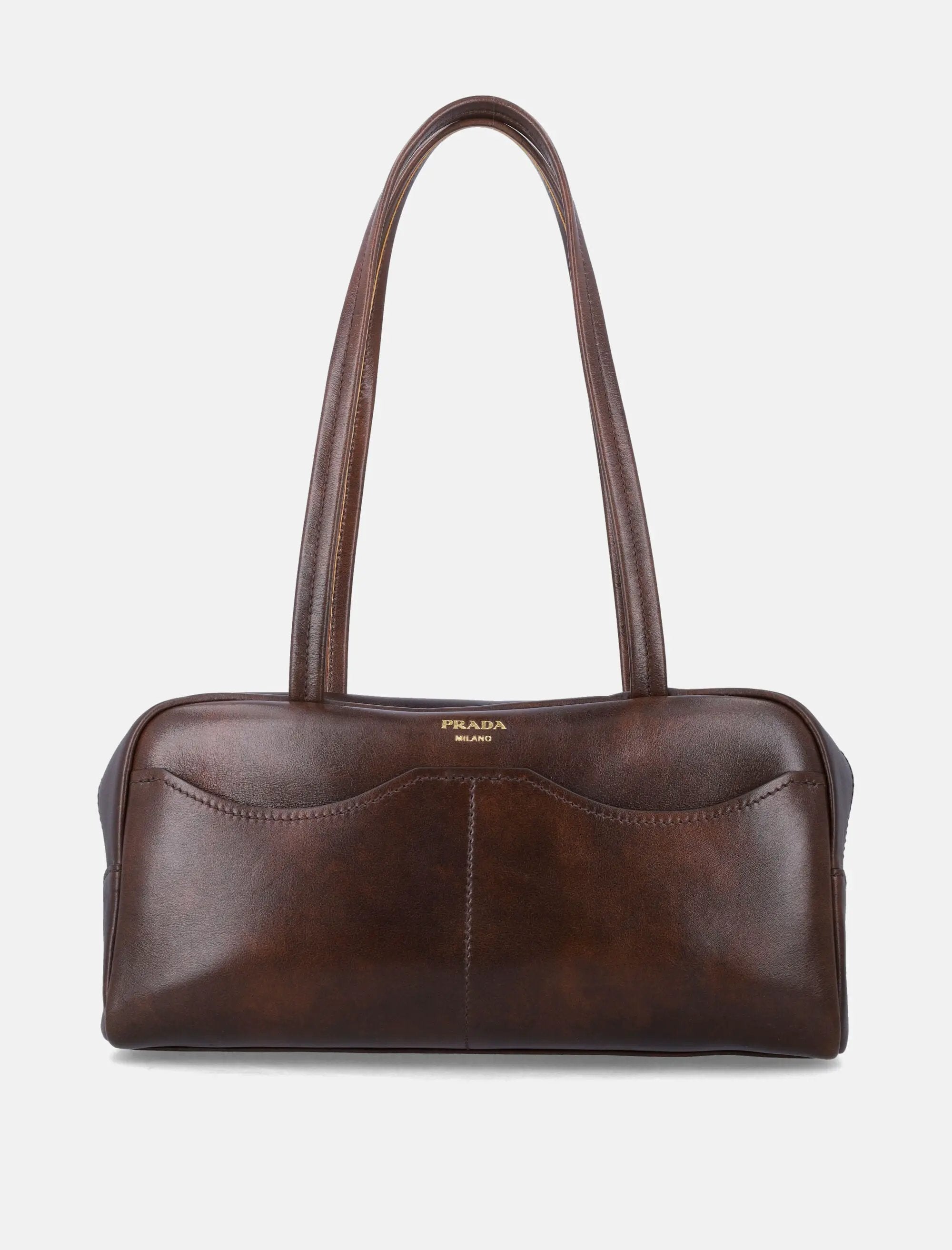 Оригінальна Carry Large Antiqued Leather Top Handle Bag Prada – боковий вид
