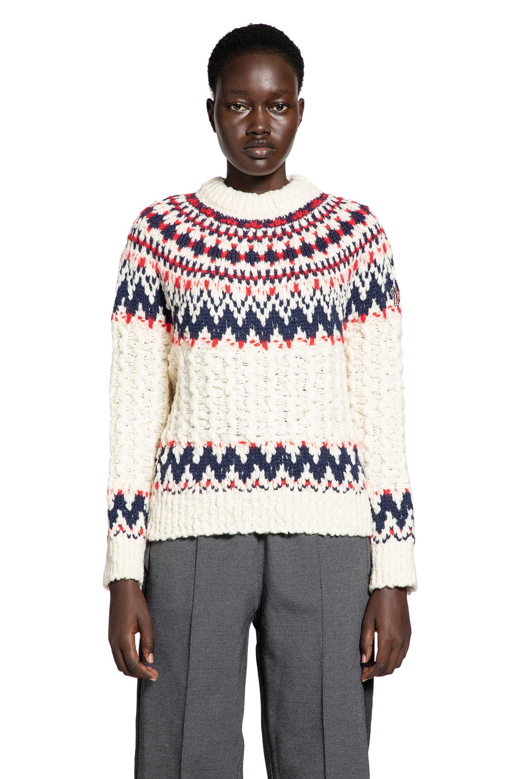 Geometric Jacquard Wool Blend Sweater Moncler оригінал – Купити в Україні – боковий вид