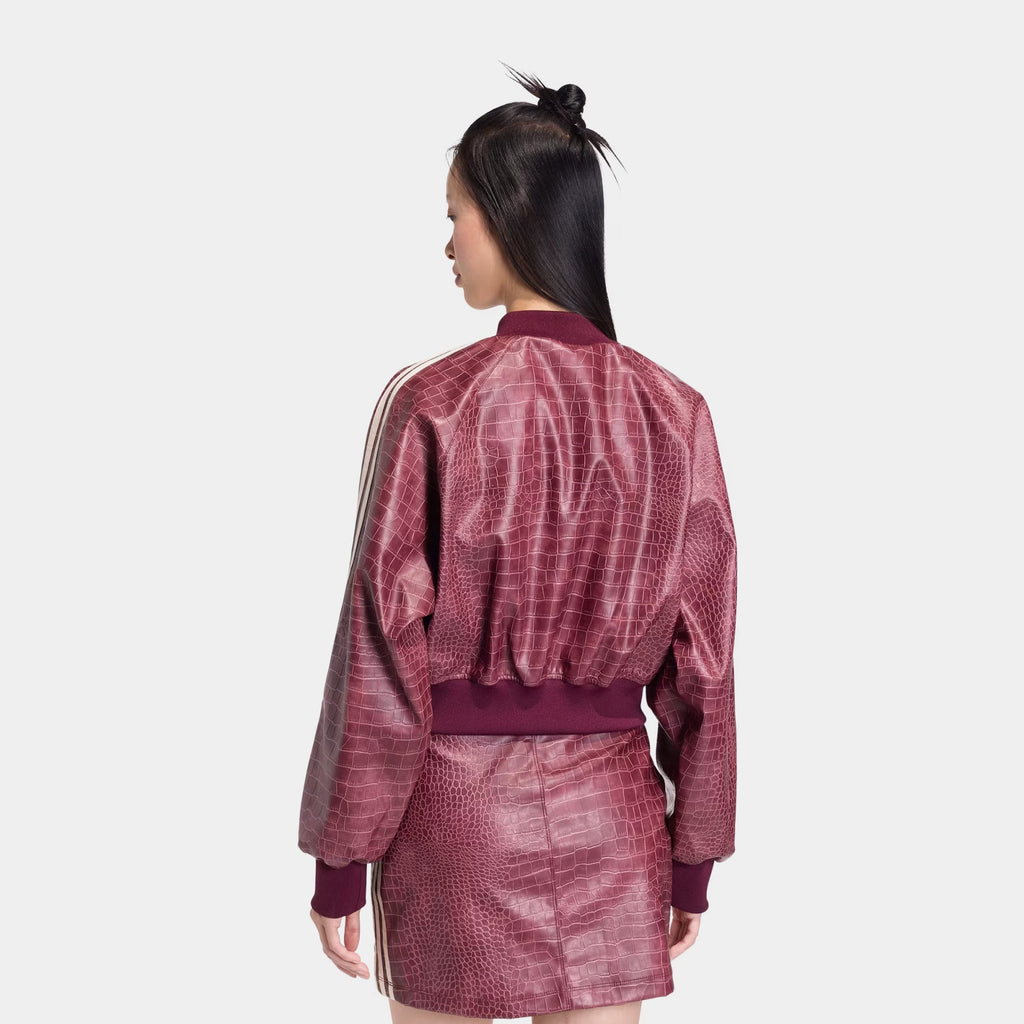 Pleather Snakeskin Womens Jacket Adidas – Гарантія оригінальності – вид ззаду