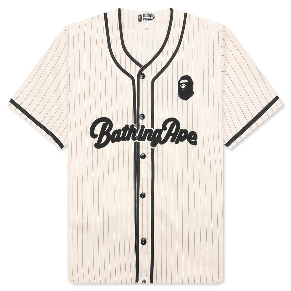 Baseball Shirt Ivory A bathing ape – Гарантія оригінальності – боковий вид