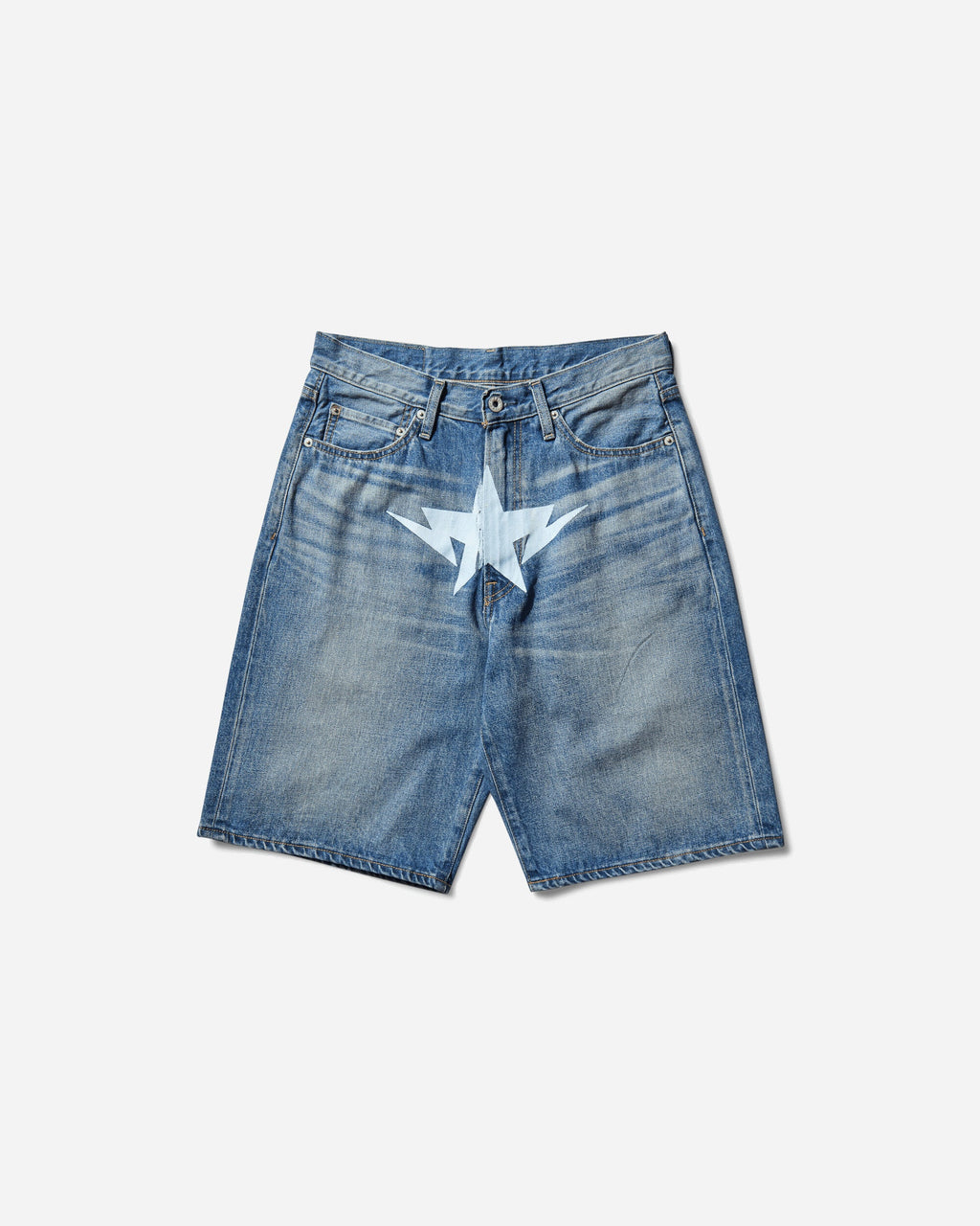 Mens Twin Sta Denim Shorts Light Indigo A bathing ape оригінал – Купити в Україні – боковий вид