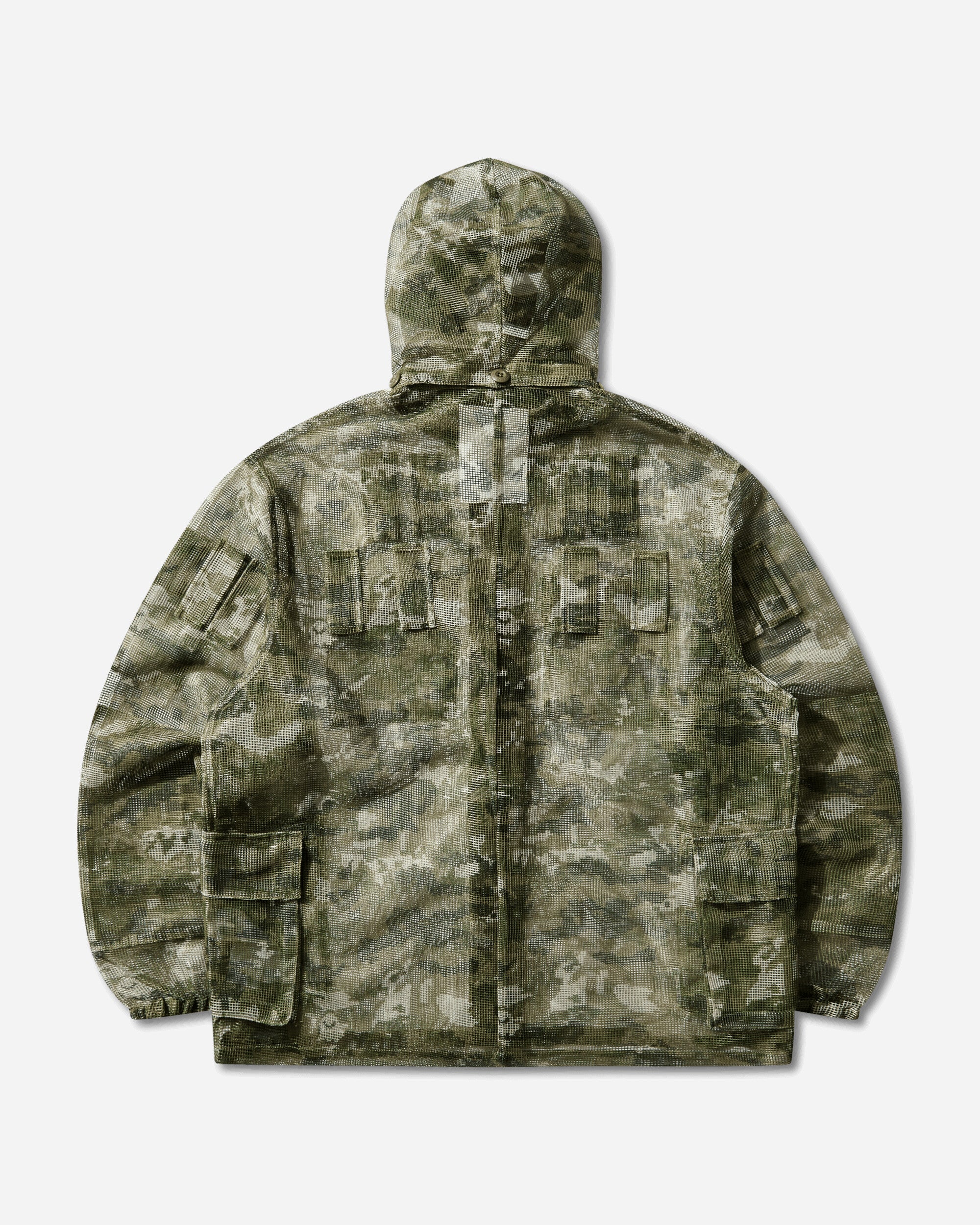 Оригінальна Mens Multi Pixel Camo Mask Hooded Shirt Jacket Green A bathing ape – вид ззаду