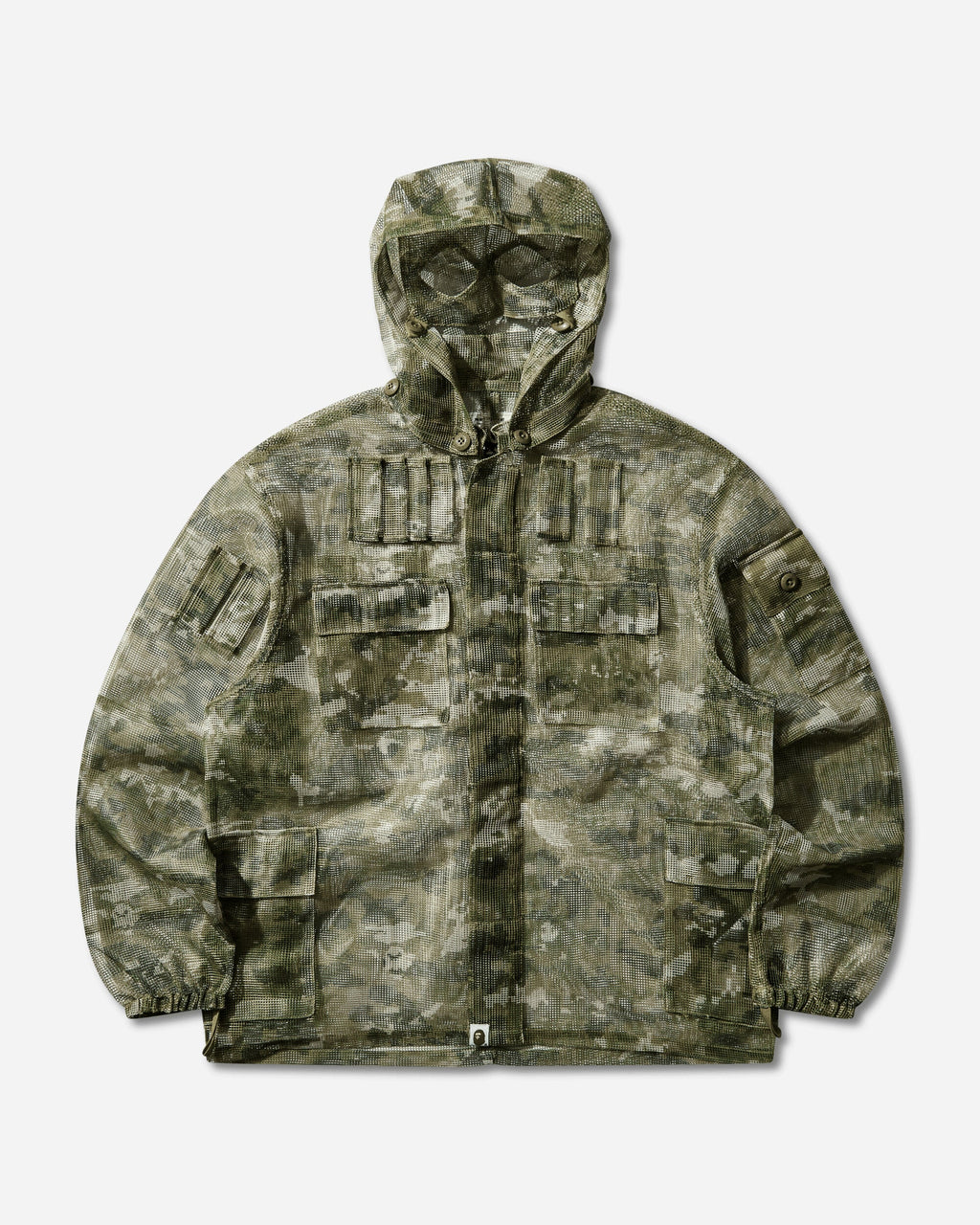 Оригінальна Mens Multi Pixel Camo Mask Hooded Shirt Jacket Green A bathing ape – боковий вид