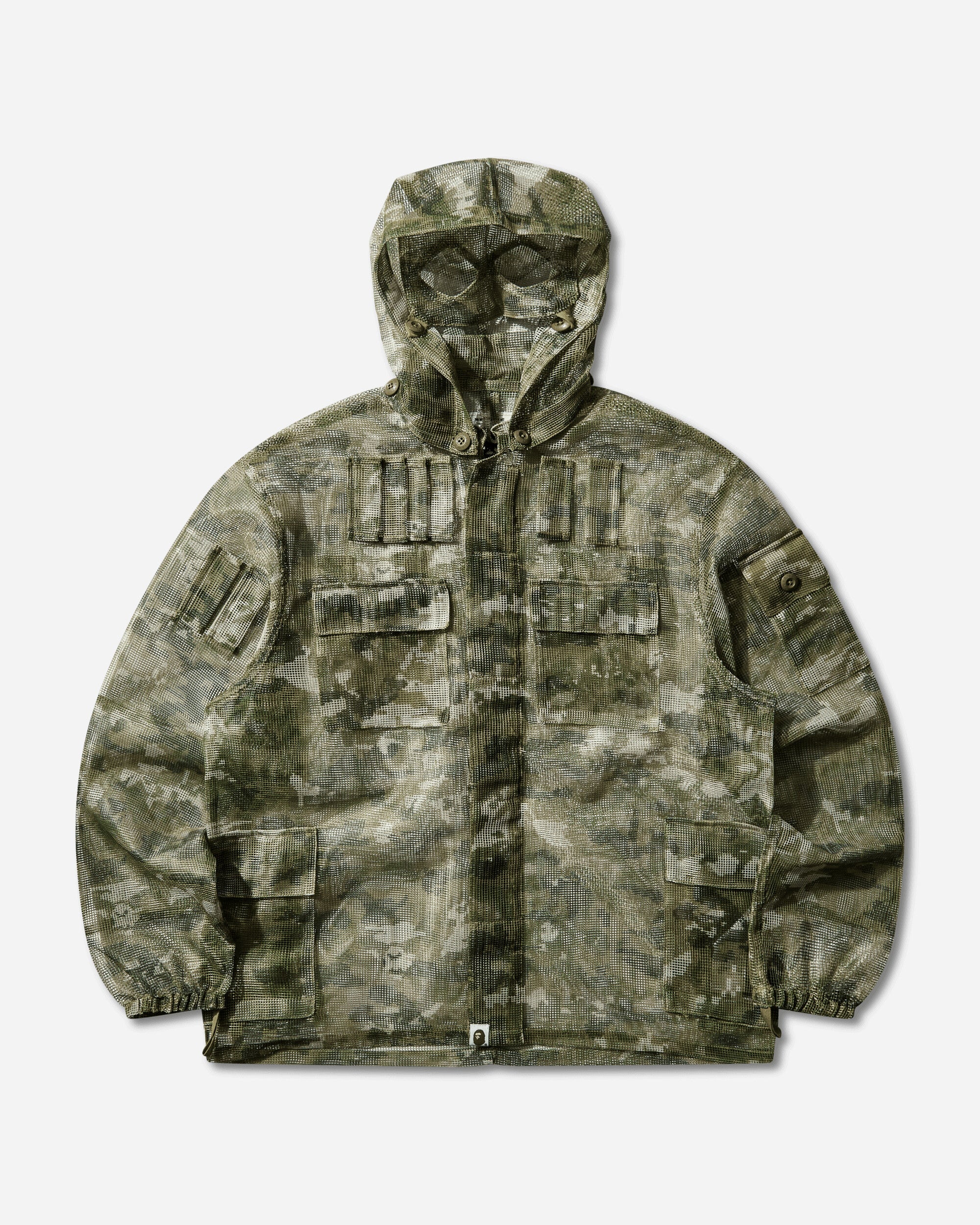 Оригінальна Mens Multi Pixel Camo Mask Hooded Shirt Jacket Green A bathing ape – боковий вид
