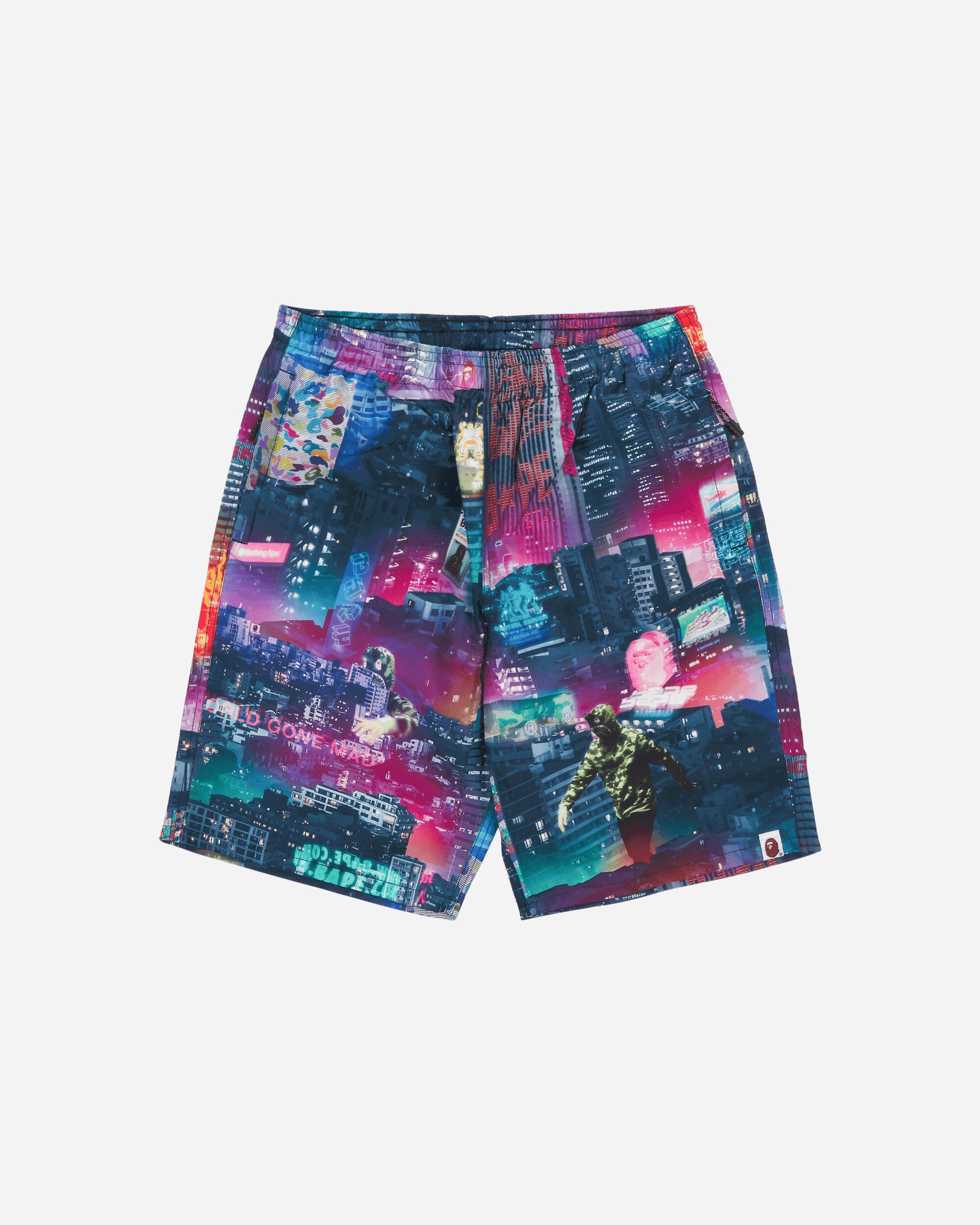 Mens Neon Tokyo Track Shorts Multicolor A bathing ape – Гарантія оригінальності – боковий вид
