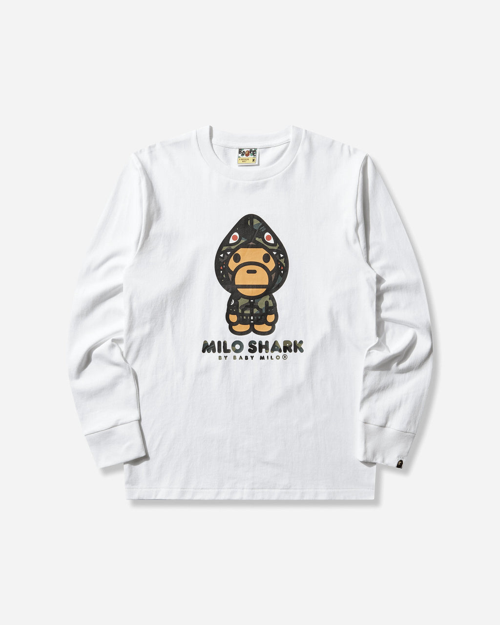 Оригінальна Mens 1st Camo Milo Shark Fzh Longsleeve T-Shirt White A bathing ape – боковий вид