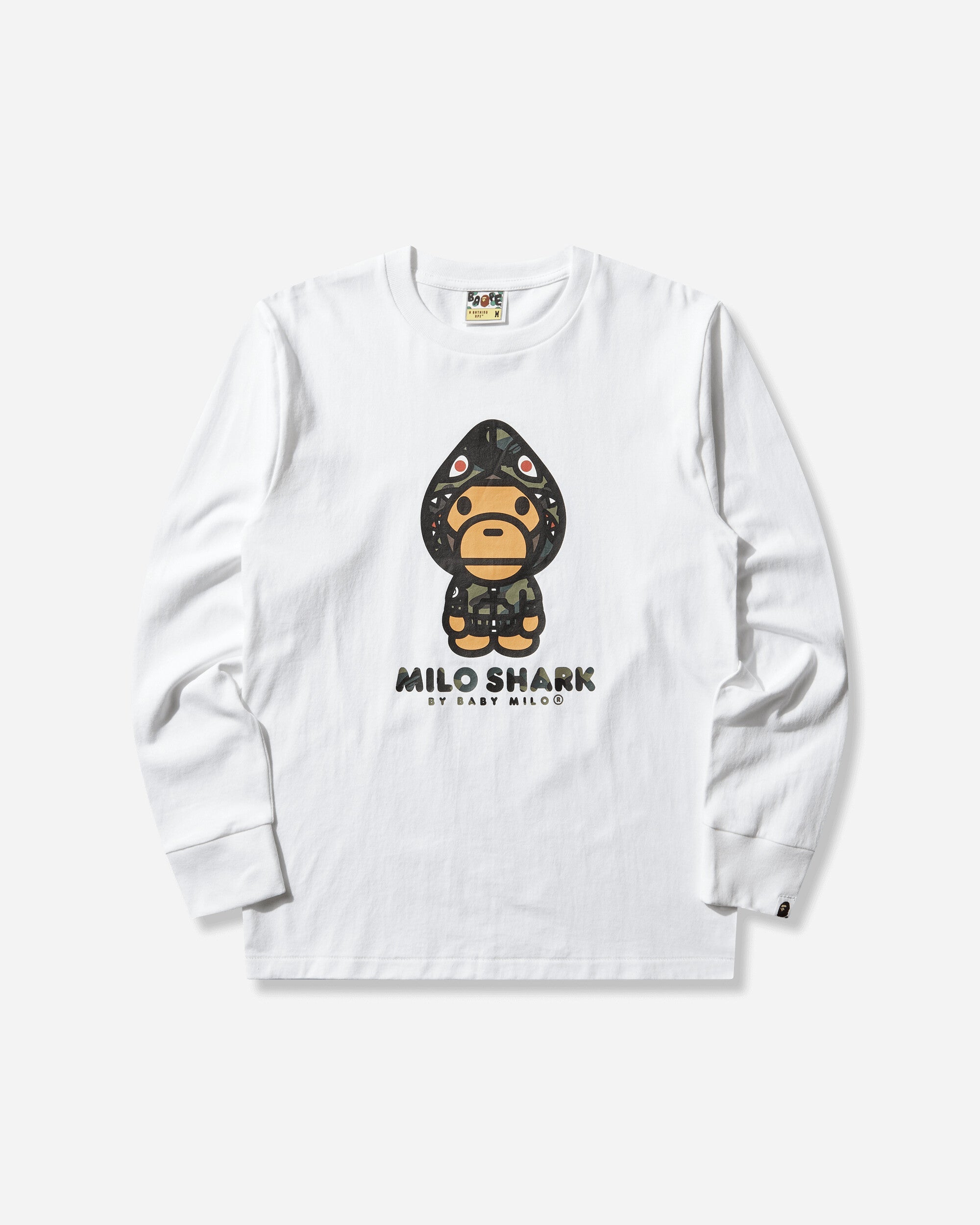 Оригінальна Mens 1st Camo Milo Shark Fzh Longsleeve T-Shirt White A bathing ape – боковий вид