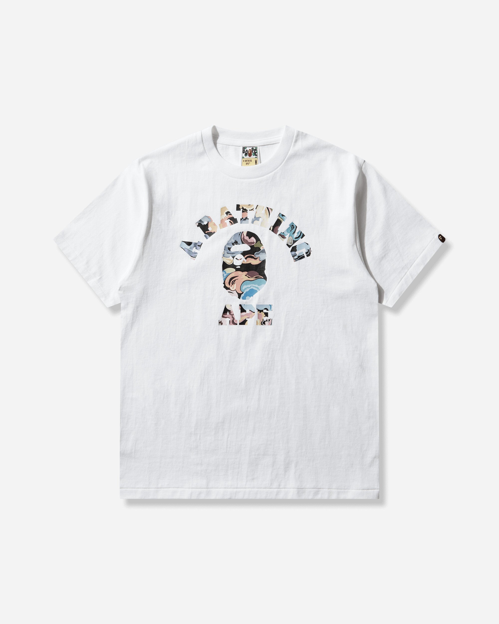 Mens Art Camo College T-Shirt White A bathing ape – Гарантія оригінальності – боковий вид