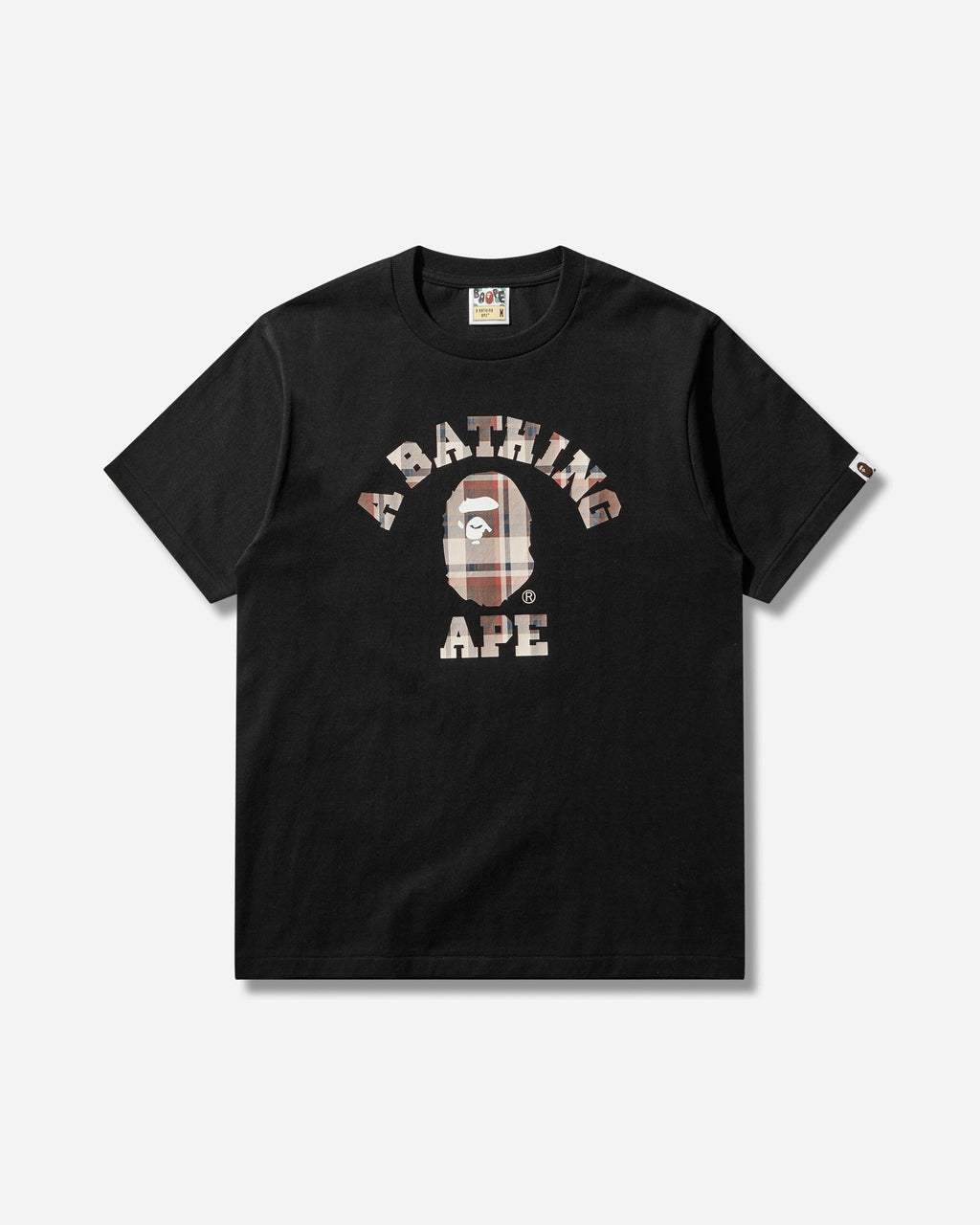 Оригінальна Mens Bape Check College T-Shirt Black A bathing ape – боковий вид
