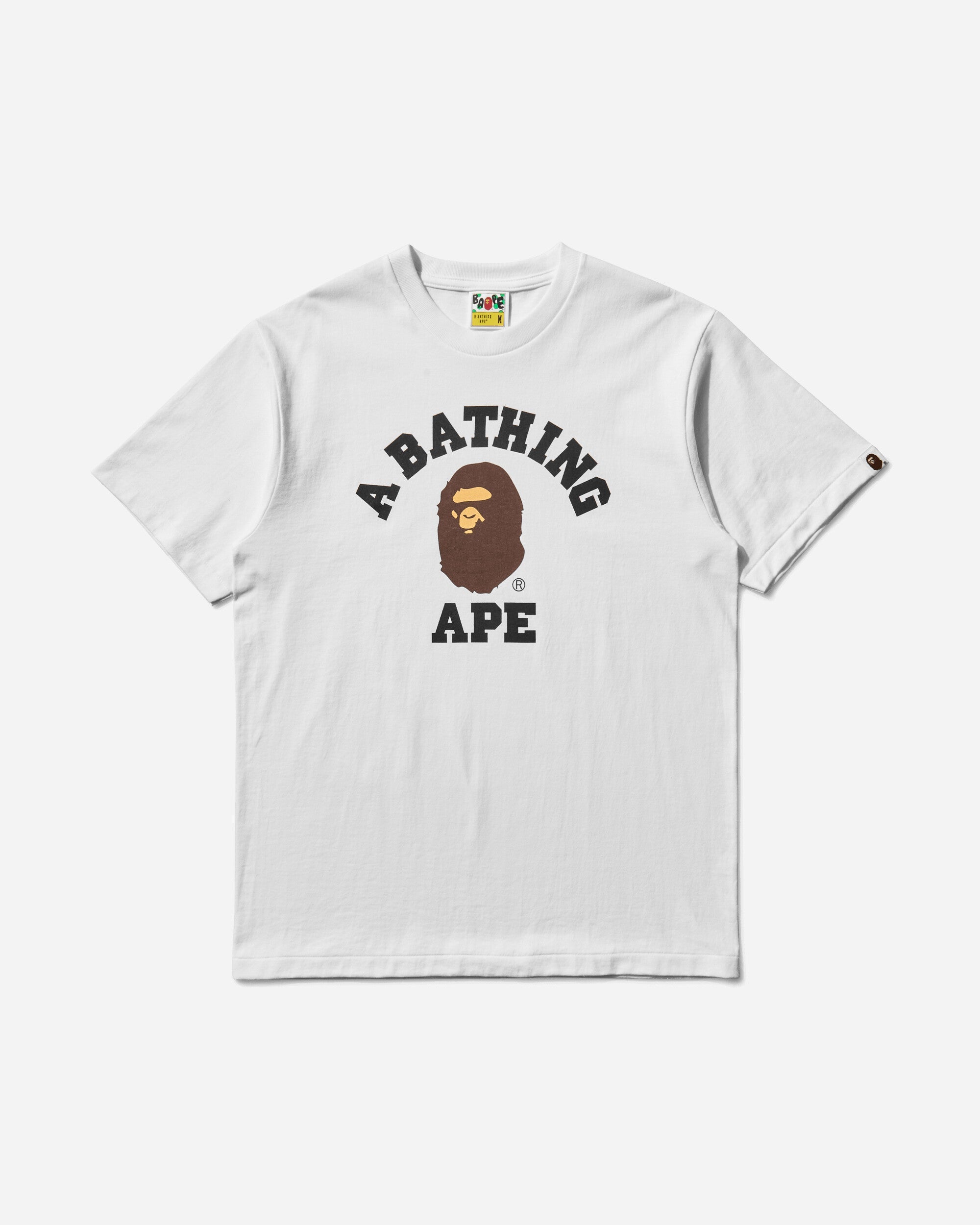 Mens College T-Shirt White A bathing ape – Гарантія оригінальності – боковий вид