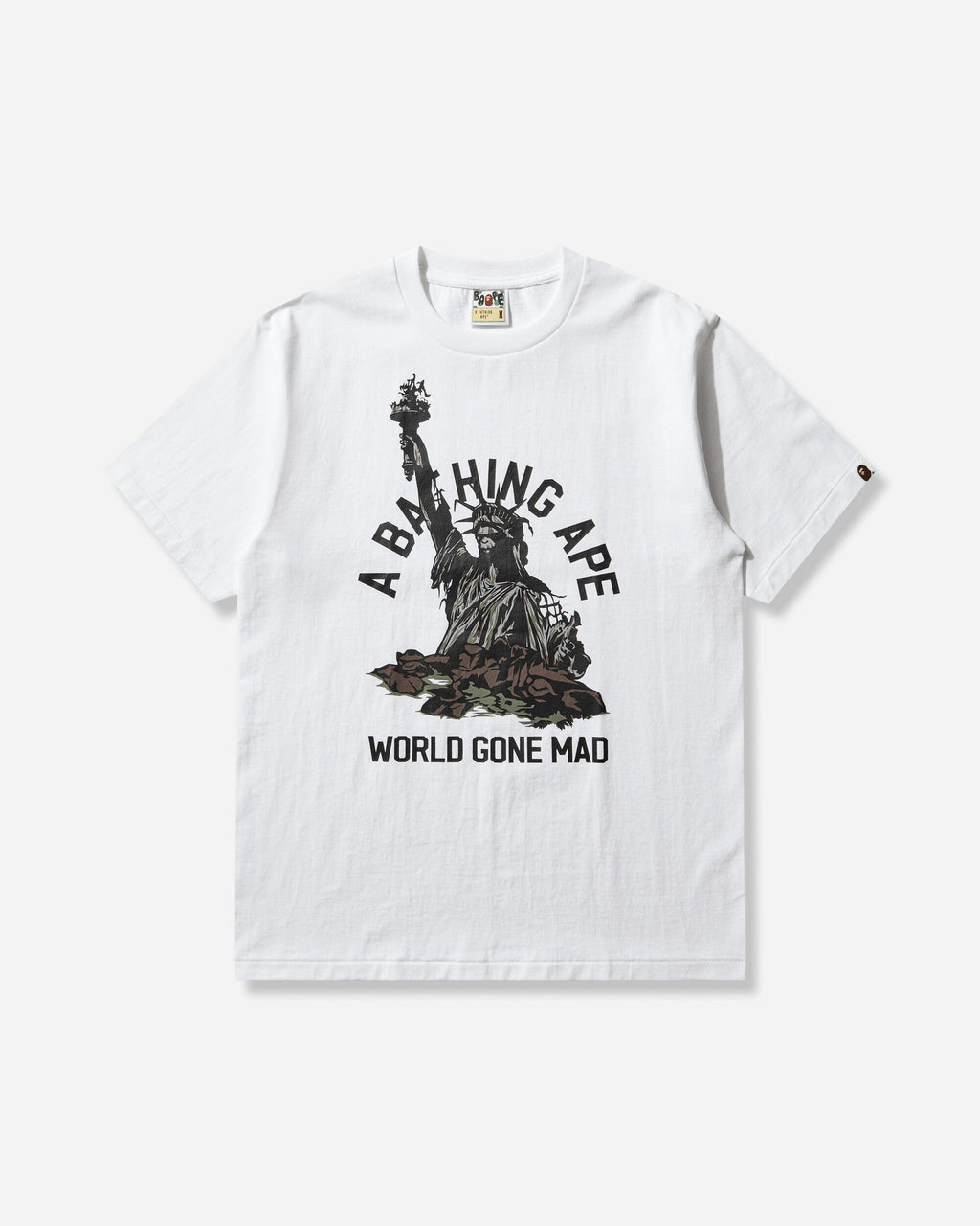 Mens Statue Of Liberty T-Shirt White A bathing ape – Гарантія оригінальності – боковий вид