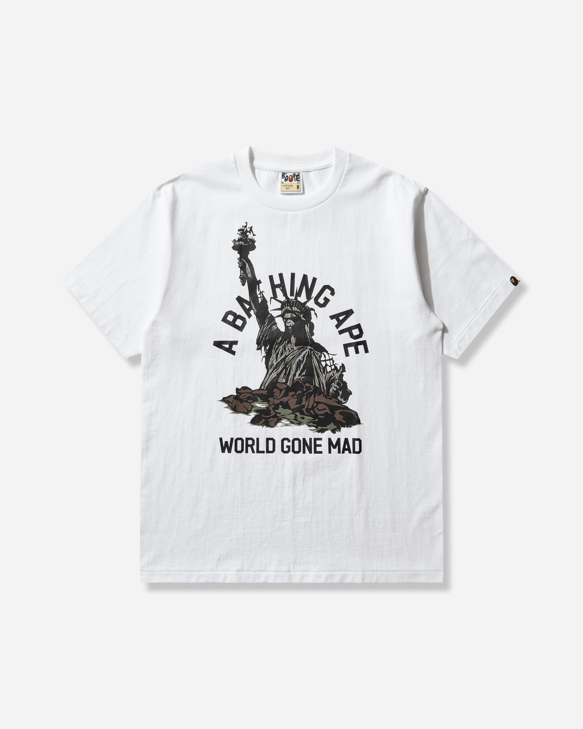 Mens Statue Of Liberty T-Shirt White A bathing ape – Гарантія оригінальності – боковий вид