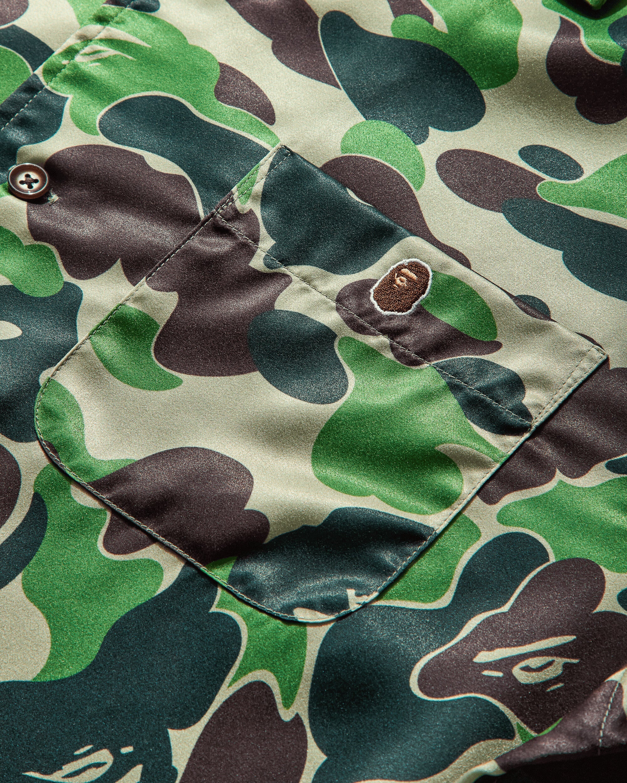 Mens Abc Camo Open Collar Shirt Green A bathing ape оригінал – Купити в Україні – збільшений вид