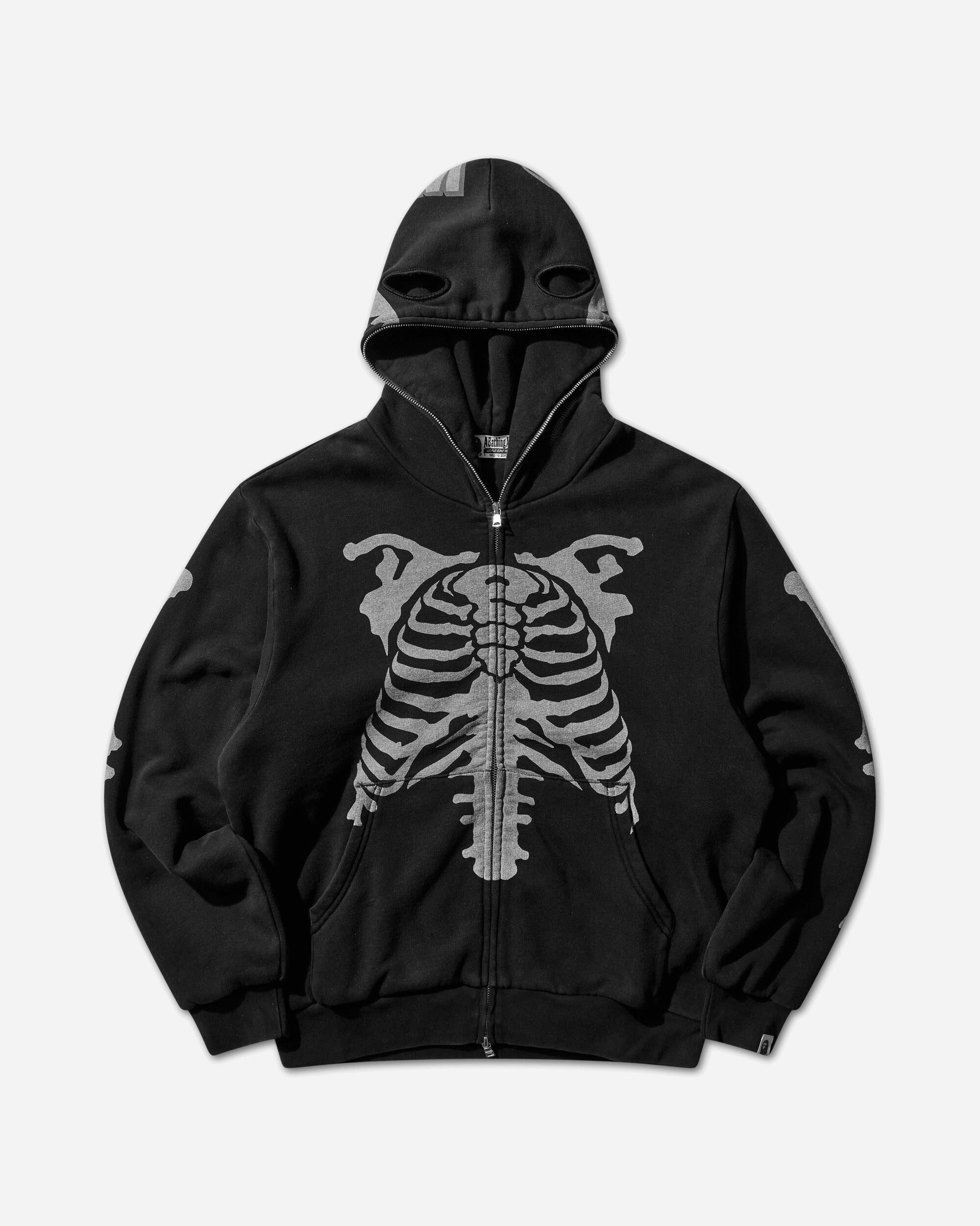 Mens Skeleton Shark Heavy Washed Cropped Fit Full Zip Hoodie Black A bathing ape – Гарантія оригінальності – боковий вид - A BATHING APE