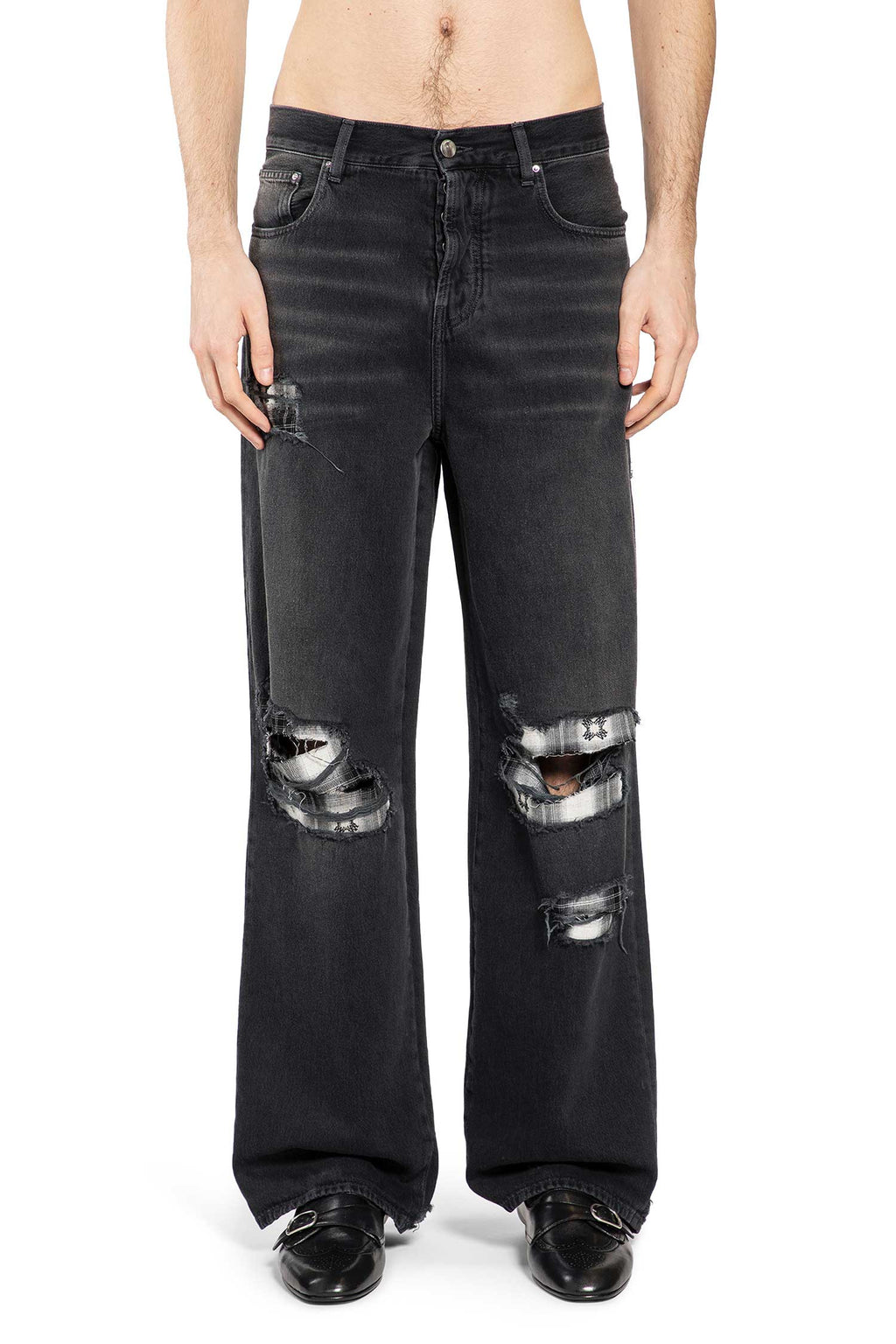 Оригінальна Flannel Repair Baggy Jeans Amiri – вид ззаду
