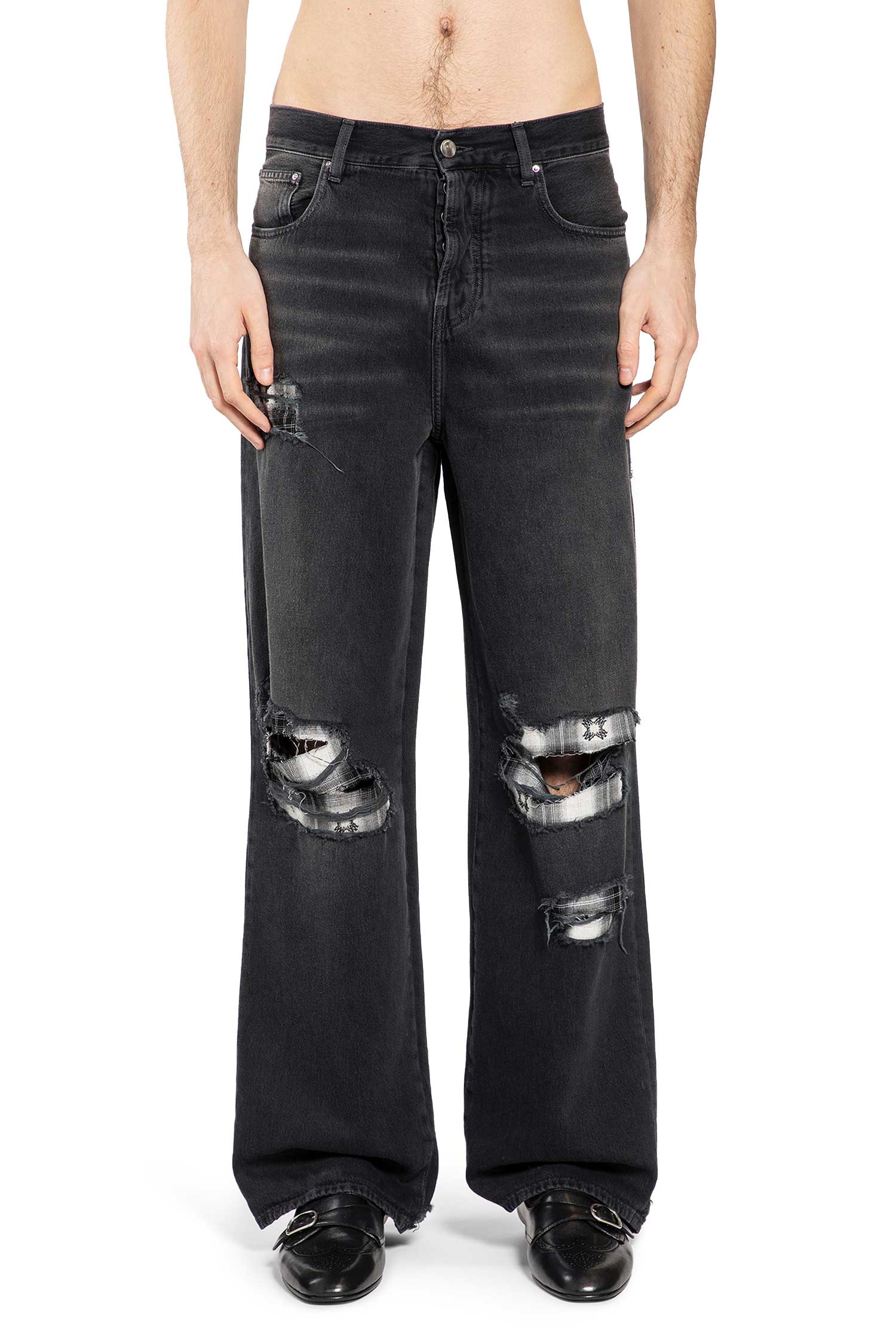 Оригінальна Flannel Repair Baggy Jeans Amiri – вид ззаду