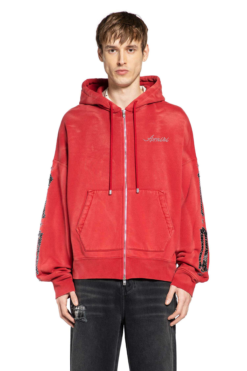Оригінальна Bones Studded Oversize Zip-Up Hoodie Amiri – вид ззаду