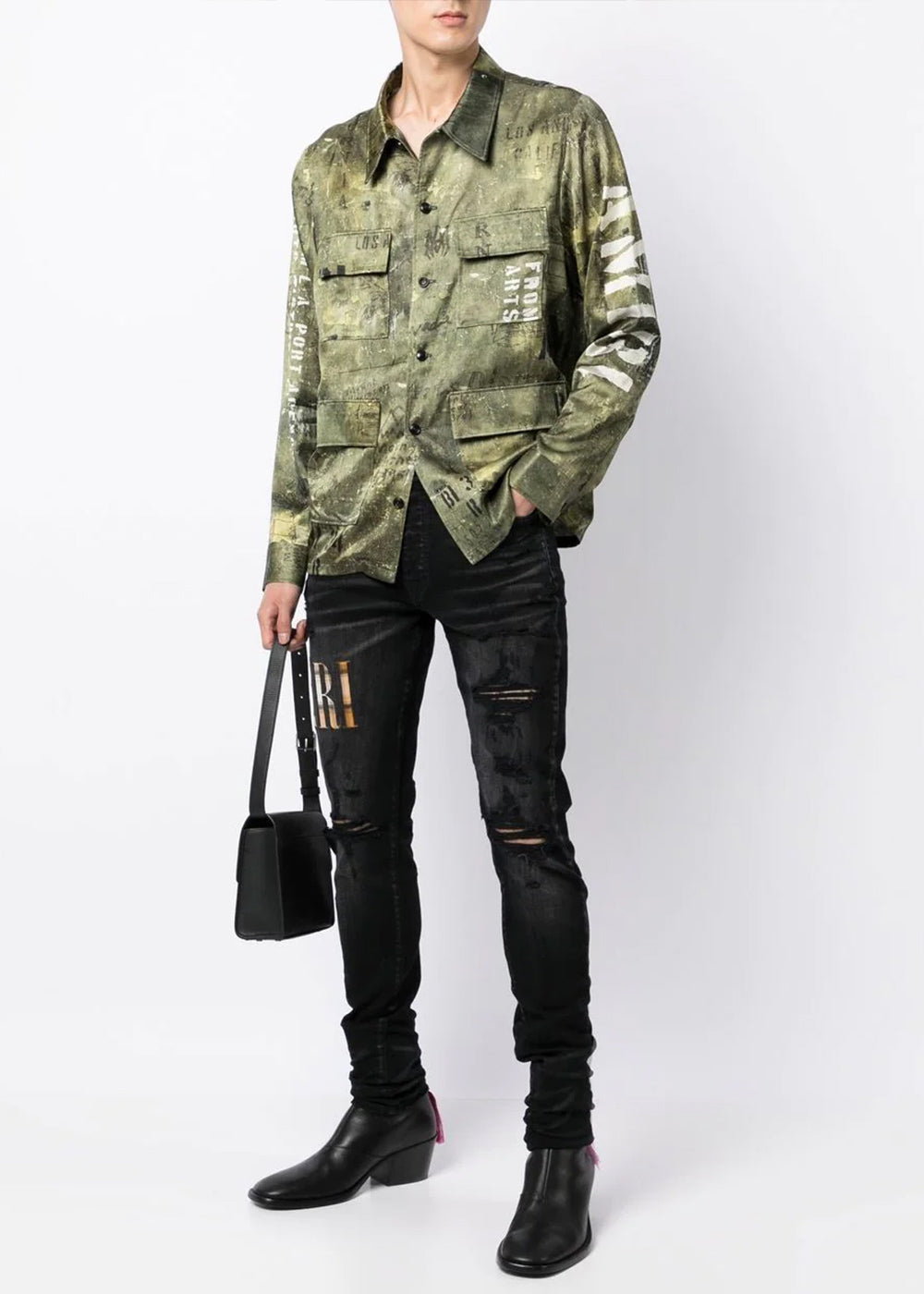Оригінальна Aged Black Flannel Core Logo Jeans Amiri – збільшений вид