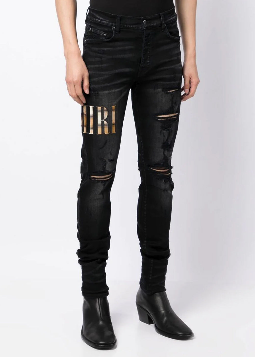 Оригінальна Aged Black Flannel Core Logo Jeans Amiri – вид ззаду
