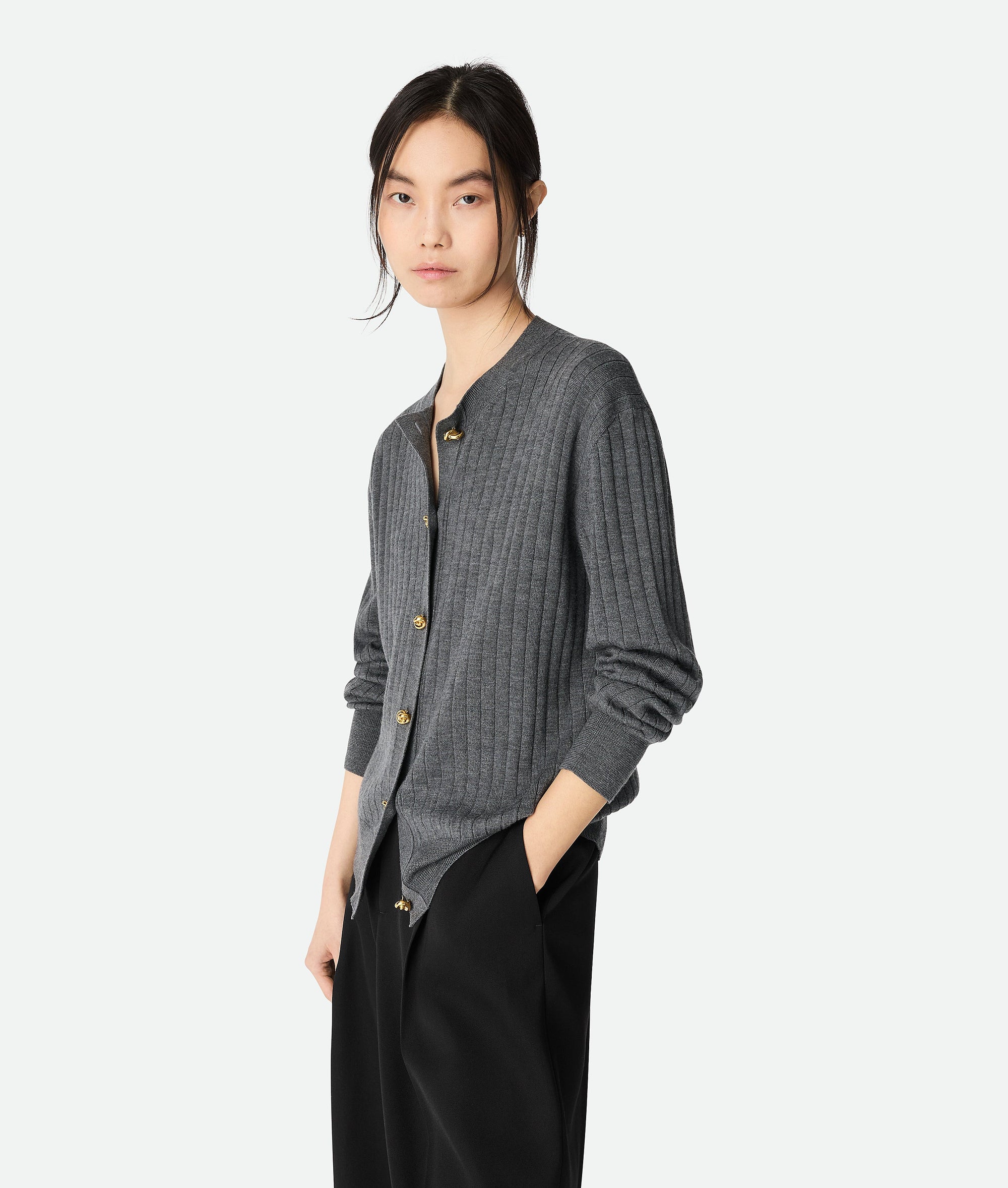 Оригінальна Ribbed wool cardigan BOTTEGA VENETA – боковий вид