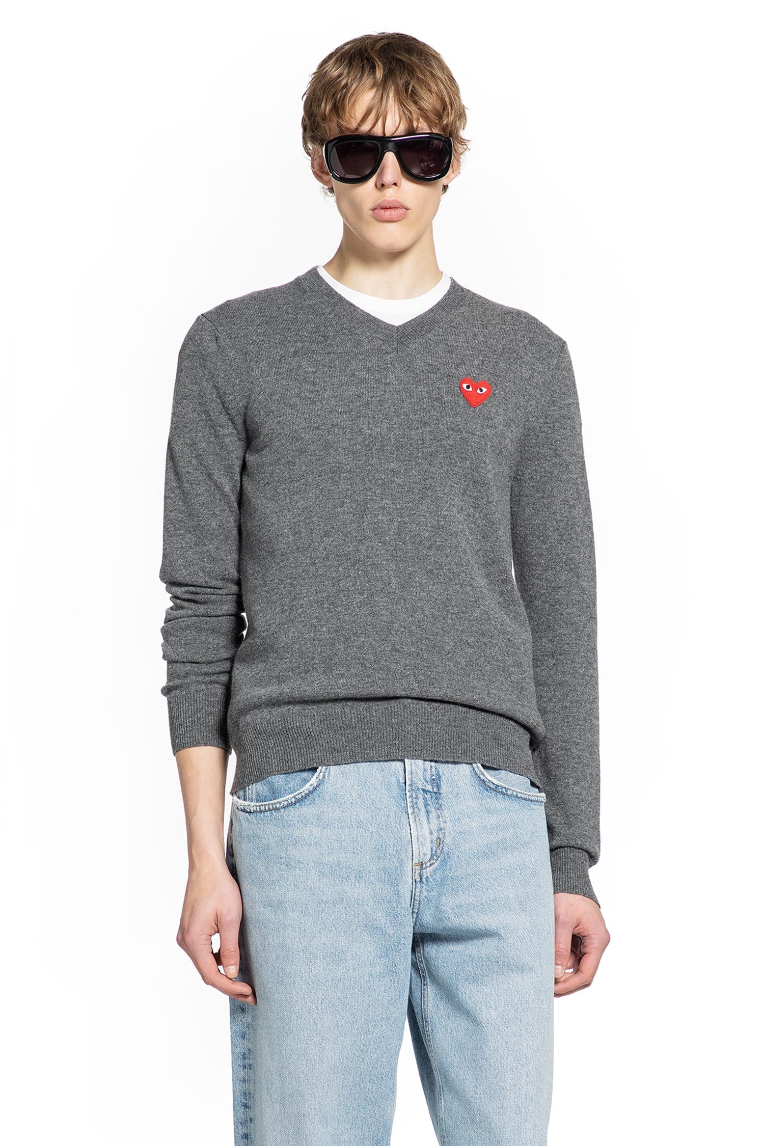 Оригінальна Heart V-Neck Sweater In Wool Comme des garcons – боковий вид